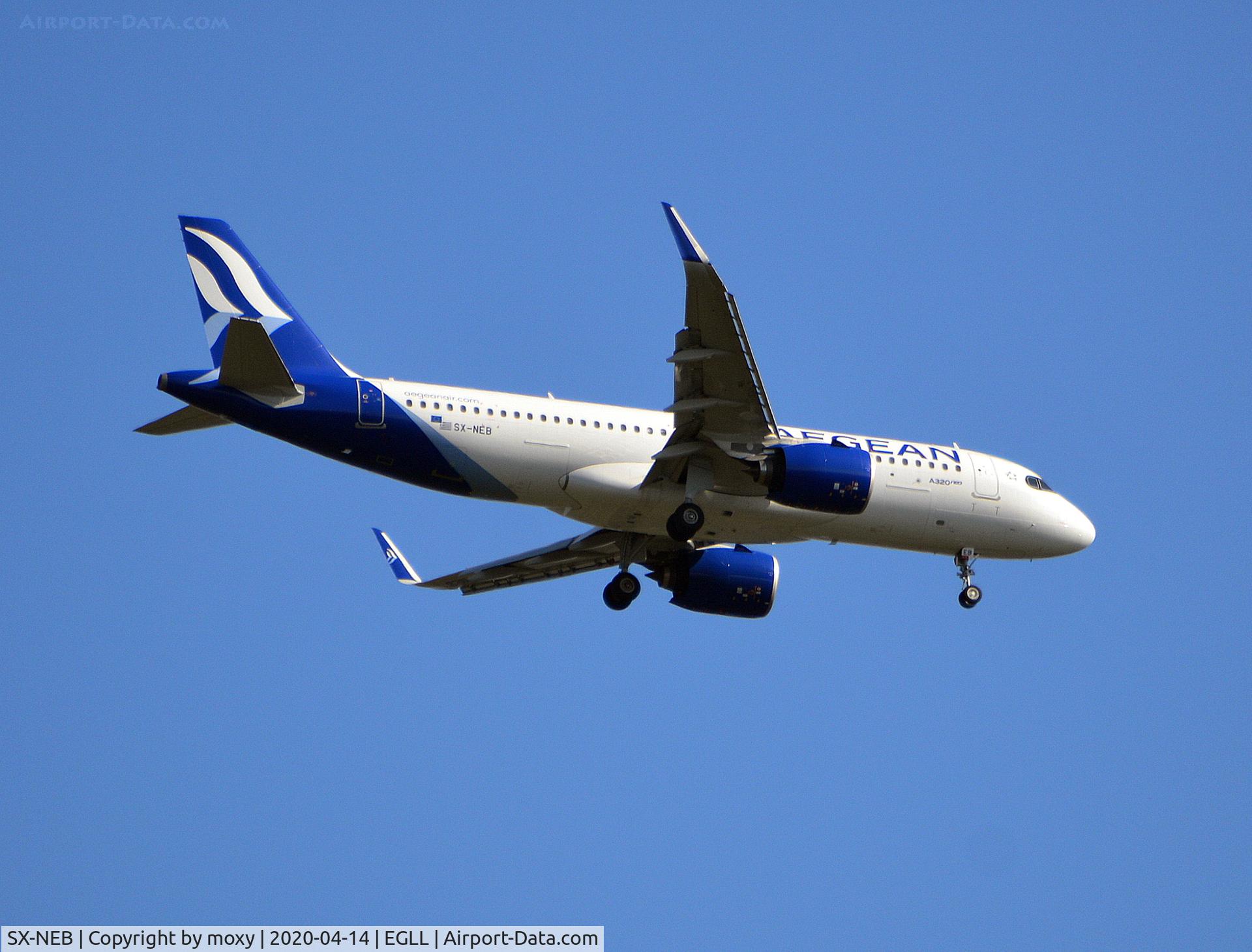 SX-NEB, 2020 Airbus A320-271N C/N 9514, Airbus A320-271N on finals to London Heathrow.