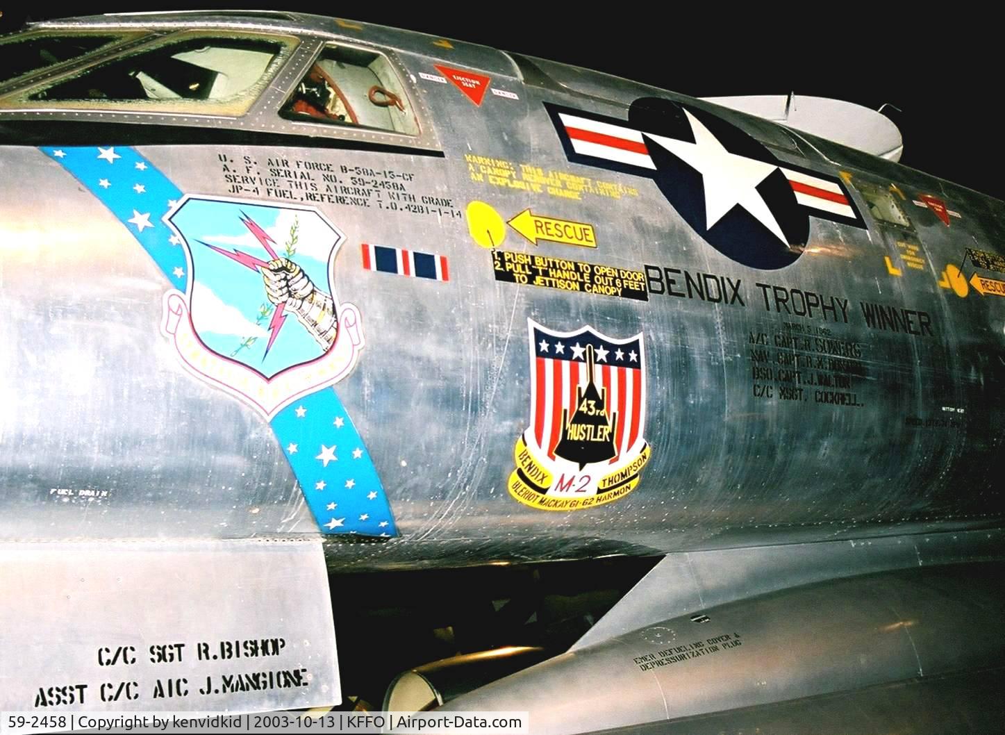 59-2458, 1959 Convair B-58A Hustler C/N 61, At The Museum of the United States Air Force Dayton Ohio.