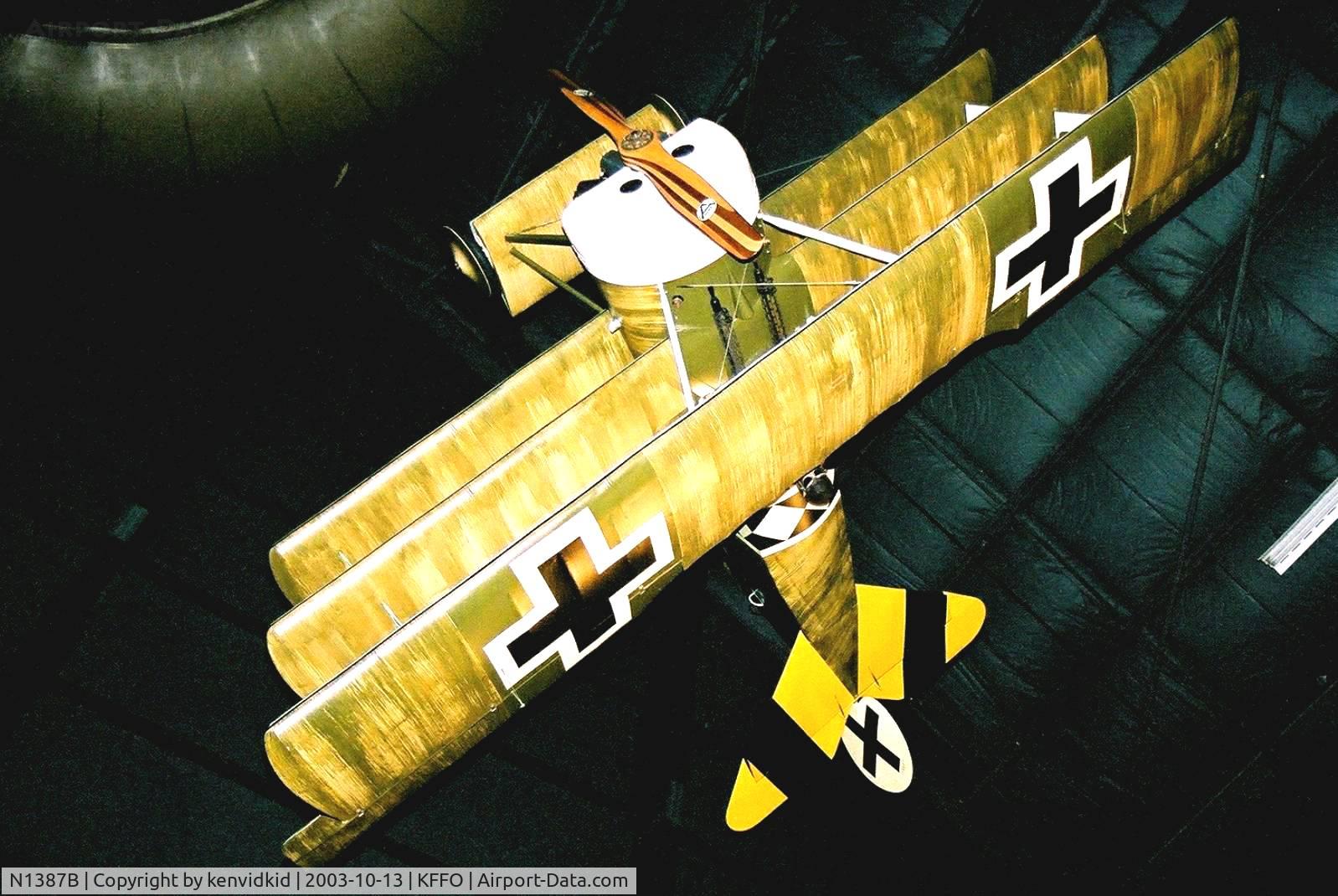 N1387B, 1982 Fokker Dr.1 Triplane Replica C/N 16, At the Museum of the United States Air Force Dayton Ohio.