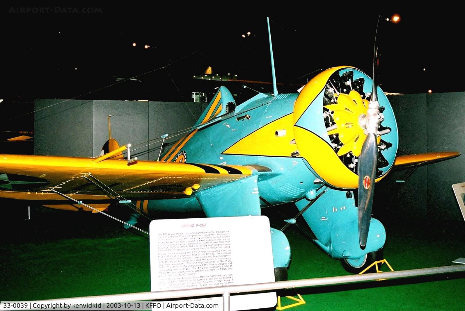 33-0039, 1933 Boeing P-26A Replica C/N 1815, At The Museum of the United States Air Force Dayton Ohio.