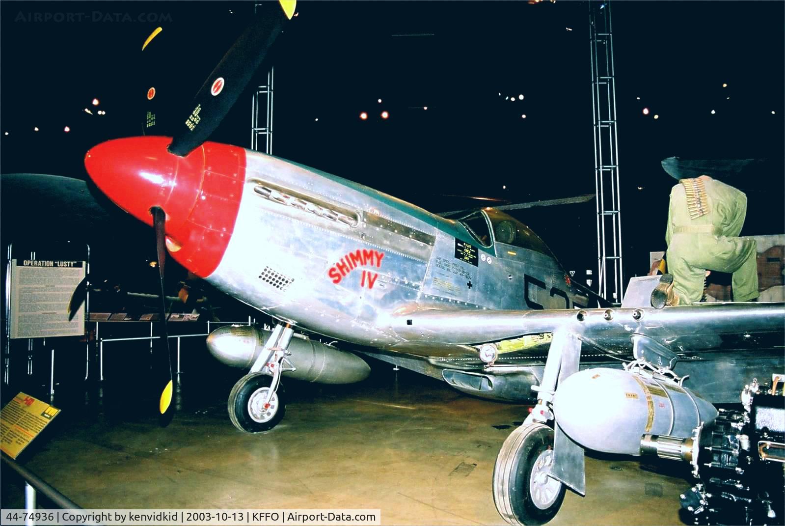 44-74936, 1944 North American P-51D-30-NA Mustang C/N 122-41476, At The Museum of the United States Air Force Dayton Ohio. Painted as 44-15174.
