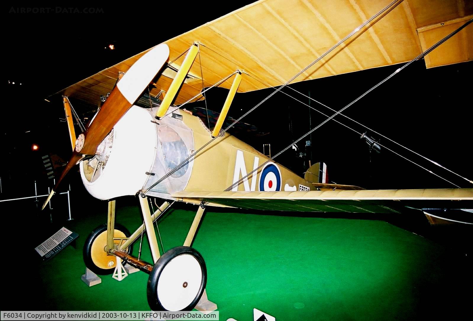 F6034, 1974 Sopwith F.1 Camel C/N Not found F6034, At The Museum of the United States Air Force Dayton Ohio.