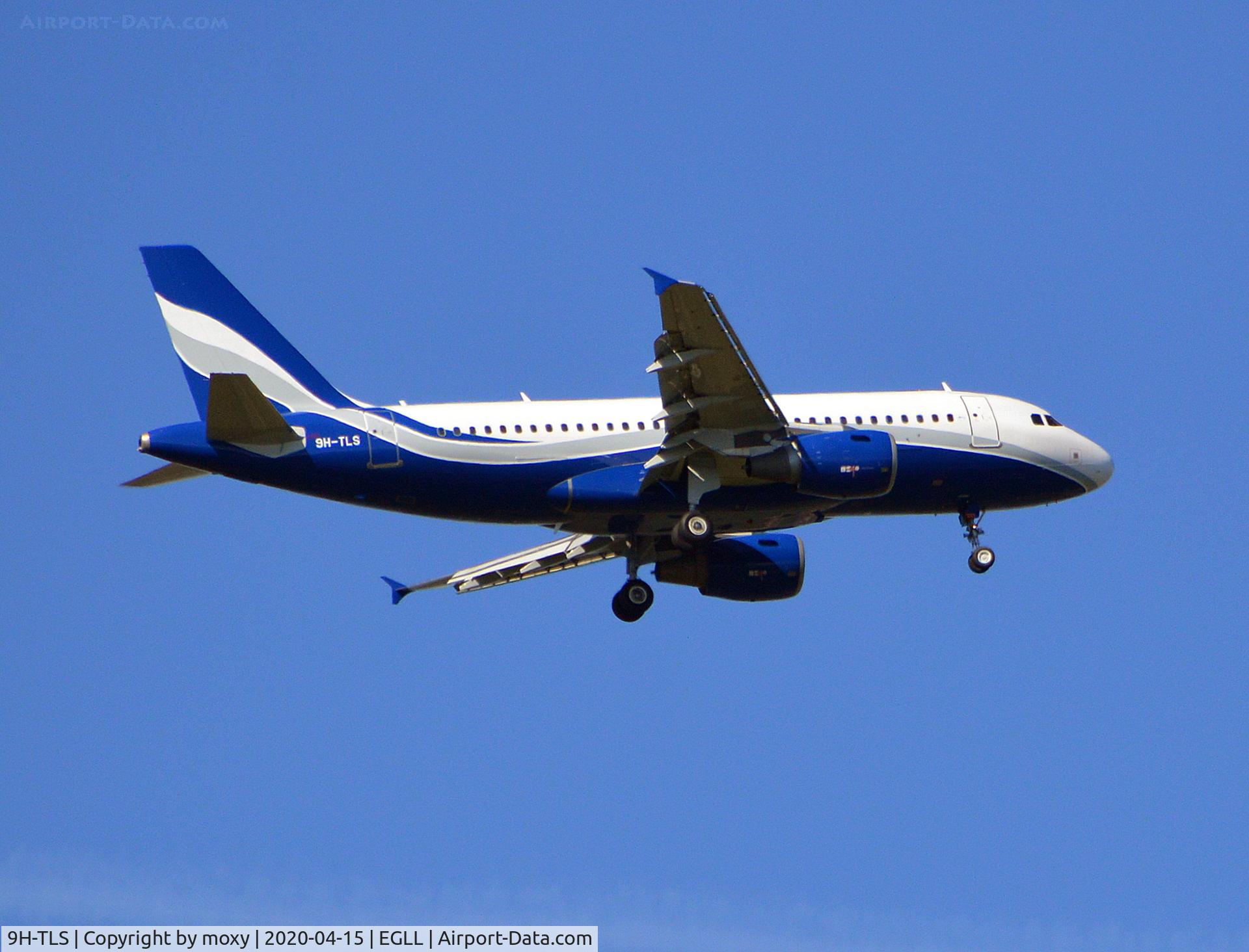 9H-TLS, 2006 Airbus A319-112 C/N 2662, Airbus A319-112 on finals to London Heathrow.