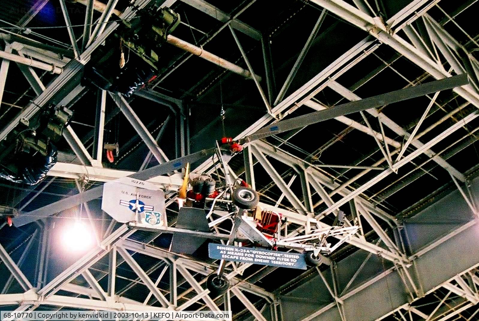 68-10770, 1968 Bensen X-25A (B-8M) Gyrocopter C/N Not found 68-10770, At the Museum of the United States Air Force Dayton Ohio.