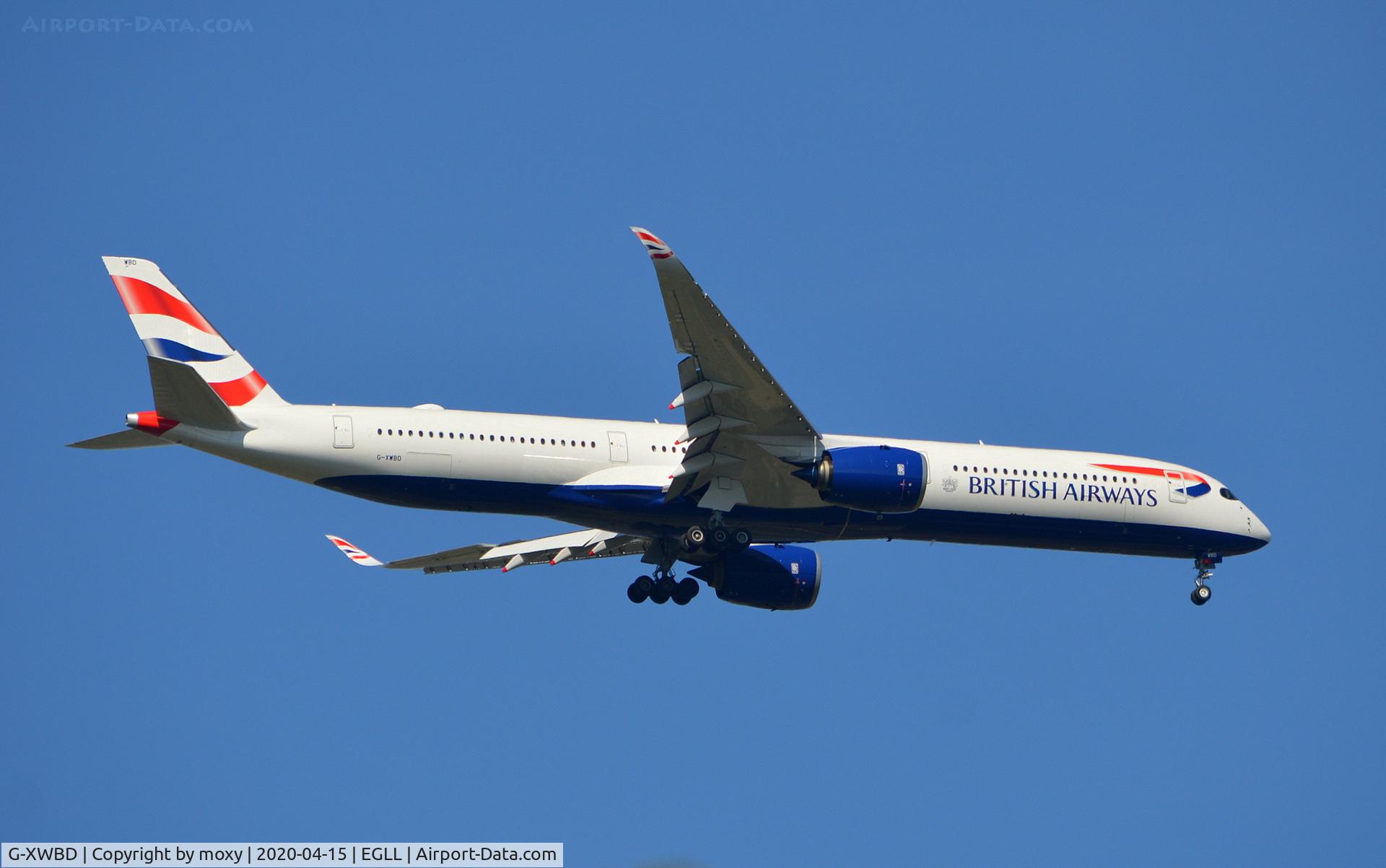 G-XWBD, 2019 Airbus A350-1041 C/N 374, Airbus A350-1041 on finals to London Heathrow.