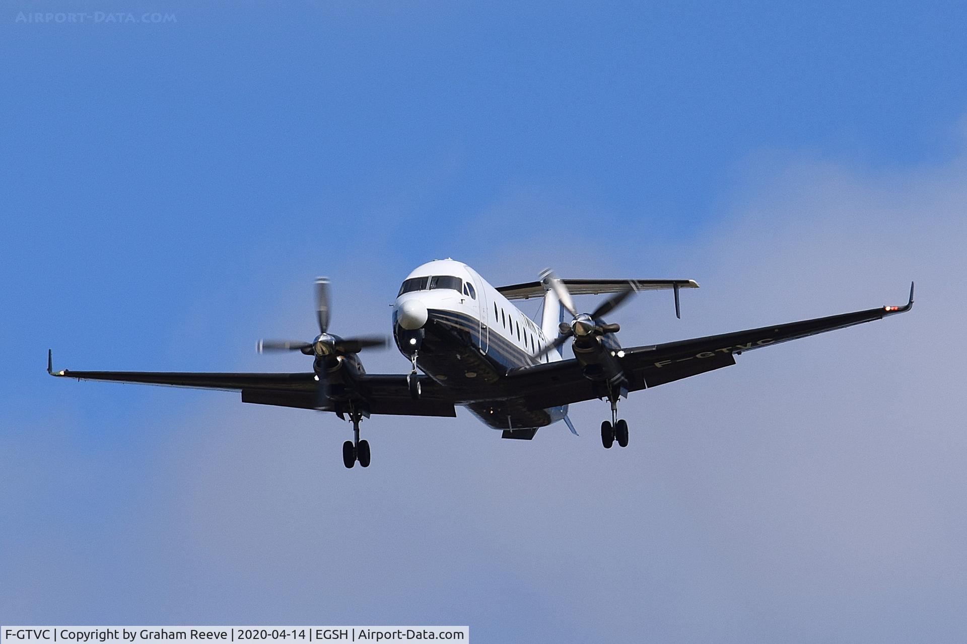 F-GTVC, 1998 Beech 1900D C/N UE-349, On approach to Norwich over Beeston.