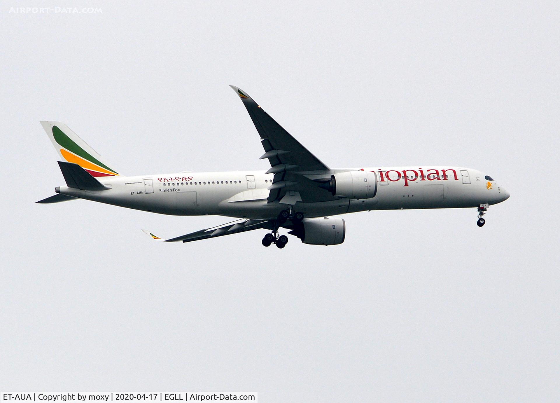 ET-AUA, 2017 Airbus A350-941 C/N 103, Airbus A350-941 on finals to L ondon Heathrow. Runway 09R.