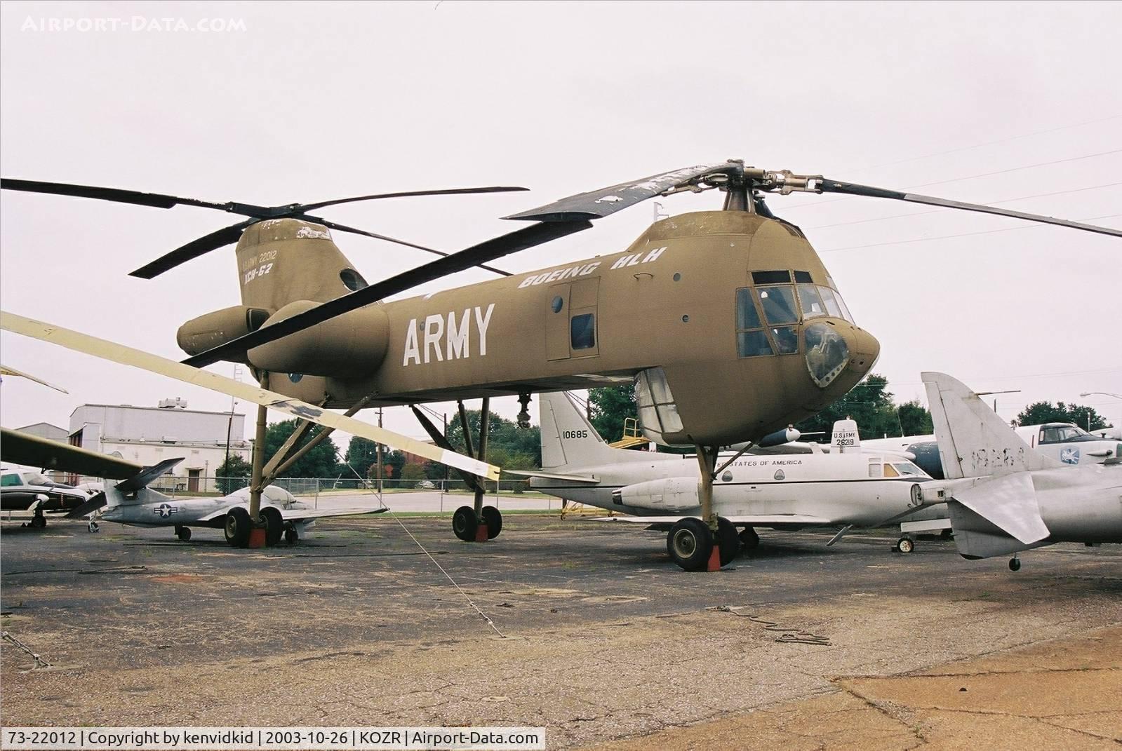 73-22012, 1975 Boeing Vertol YCH-62A Heavy Lift Helicopter C/N Not found 73-22012, At the Fort Rucker Museum storage compound. Unfinished prototype.
