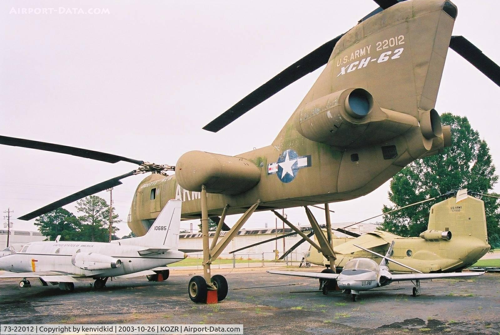 73-22012, 1975 Boeing Vertol YCH-62A Heavy Lift Helicopter C/N Not found 73-22012, At the Fort Rucker Museum storage compound. Unfinished prototype.