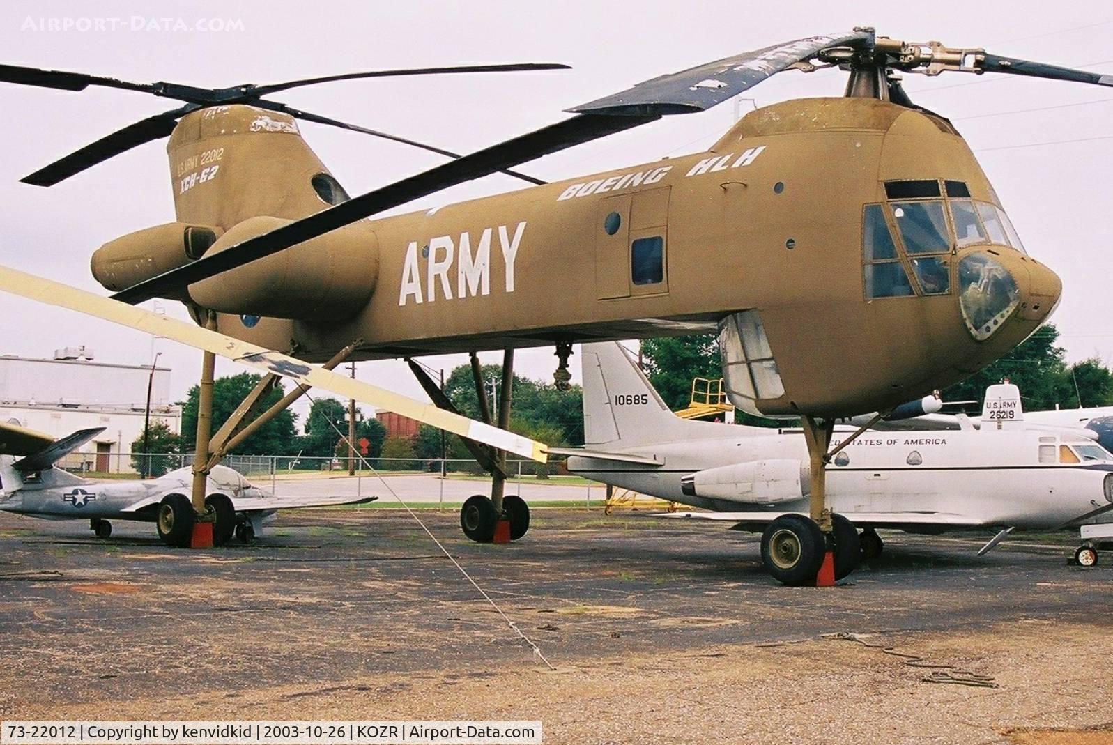73-22012, 1975 Boeing Vertol YCH-62A Heavy Lift Helicopter C/N Not found 73-22012, At the Fort Rucker Museum storage compound. Unfinished prototype.