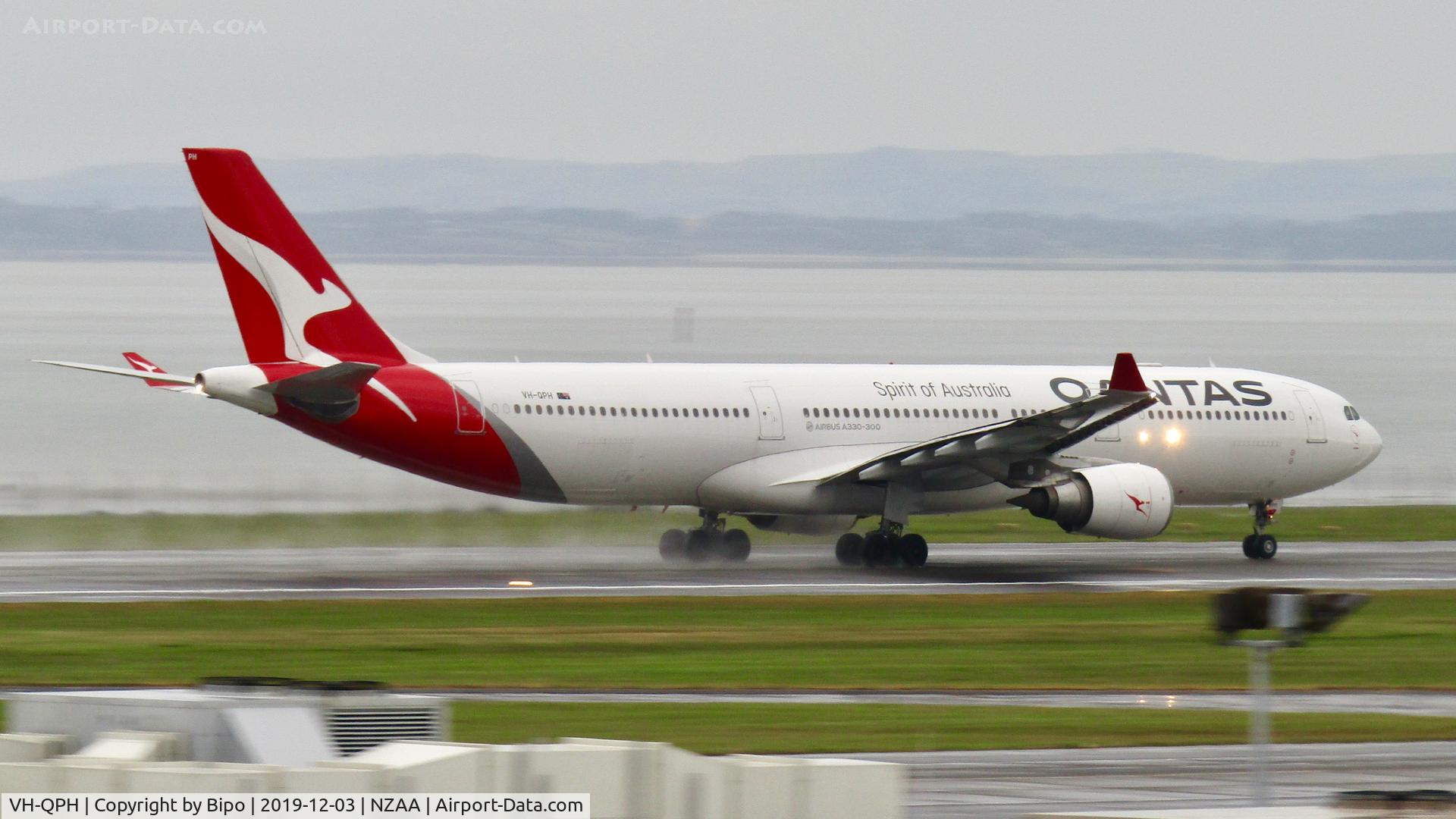 VH-QPH, 2005 Airbus A330-303 C/N 0695, Departing in stormy weather.