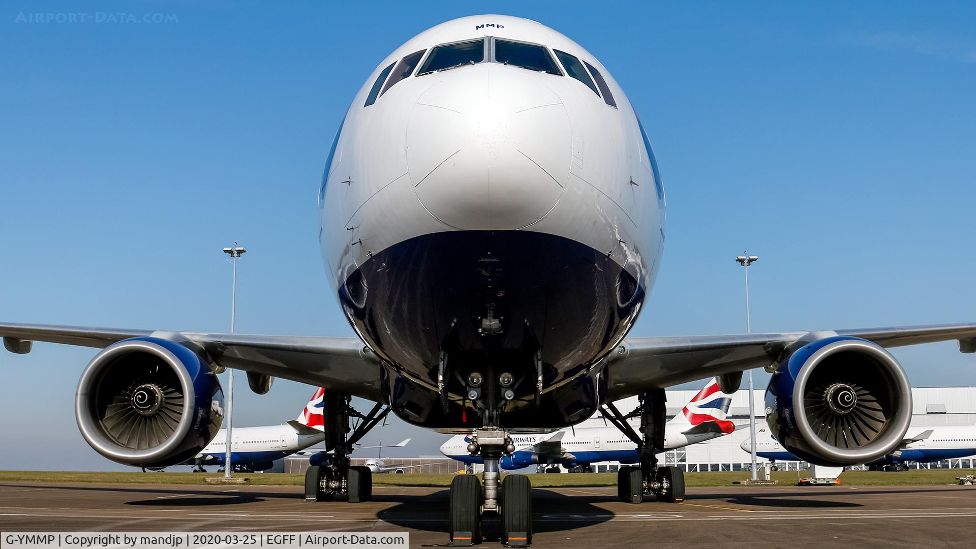 G-YMMP, 2001 Boeing 777-236 C/N 30315, In storage at Cardiff Airport.