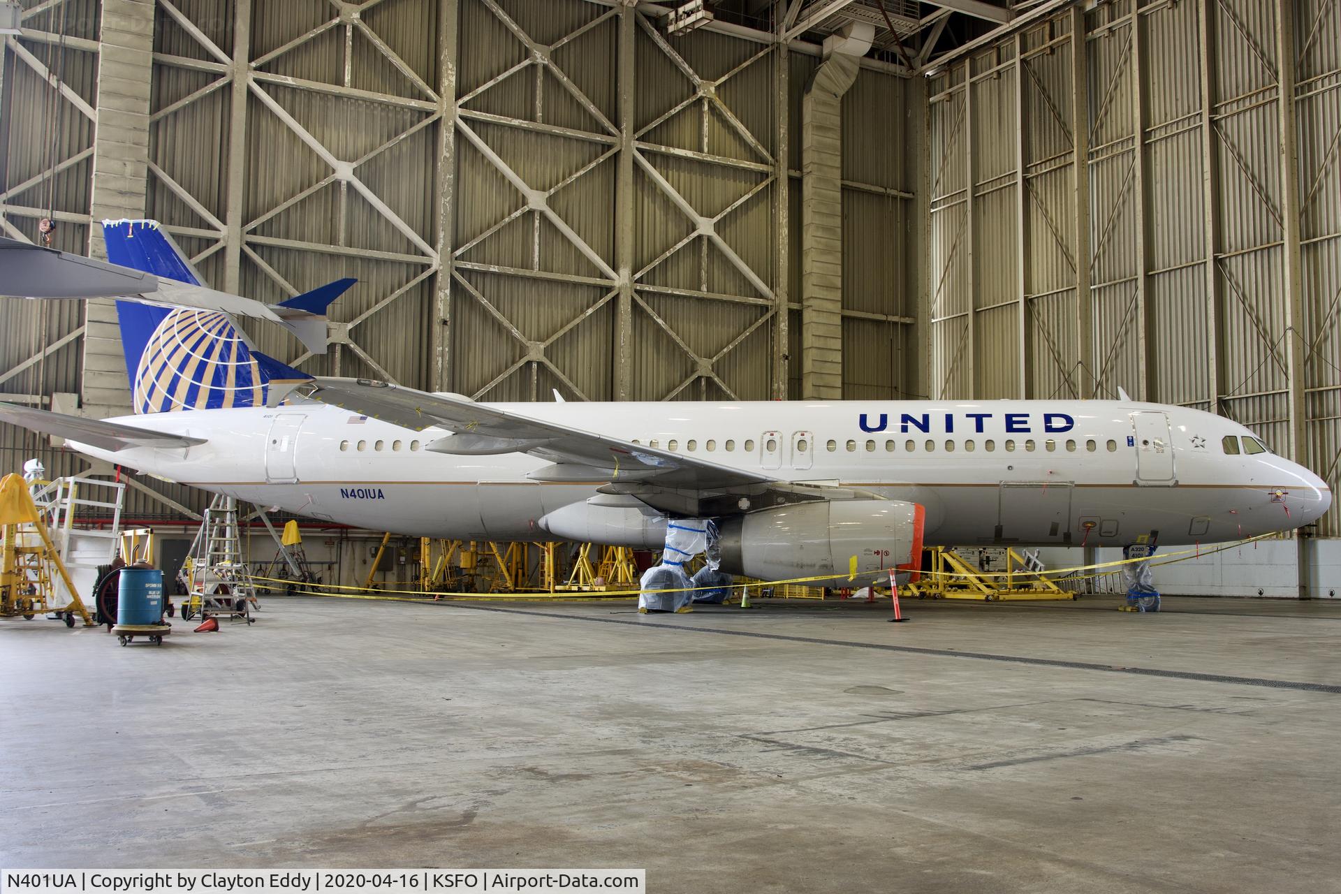 N401UA, 1993 Airbus A320-232 C/N 435, Quarantined. SFO. 2020.