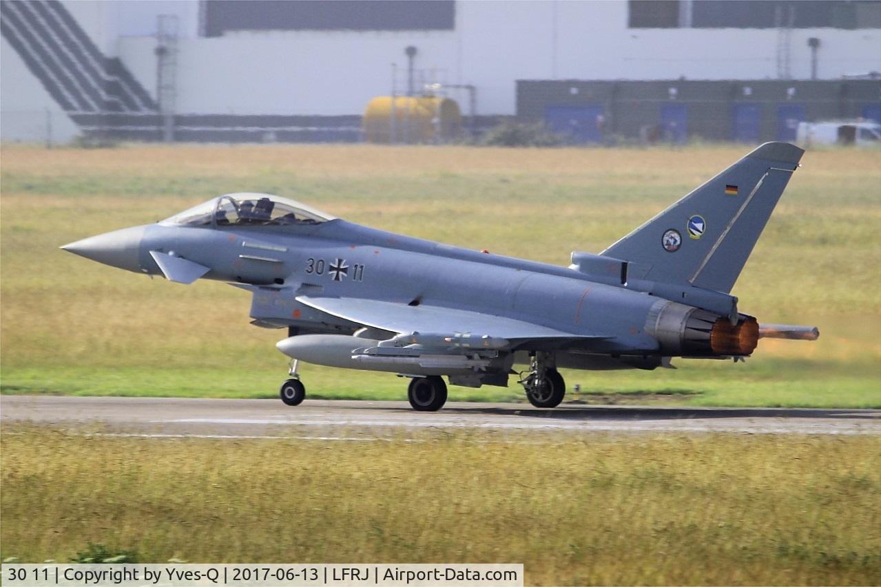 30 11, Eurofighter EF-2000 Typhoon S C/N GS005, Eurofighter EF-2000 Typhoon S, Take off run rwy 08, Landivisiau Naval Air Base (LFRJ) Tiger Meet 2017