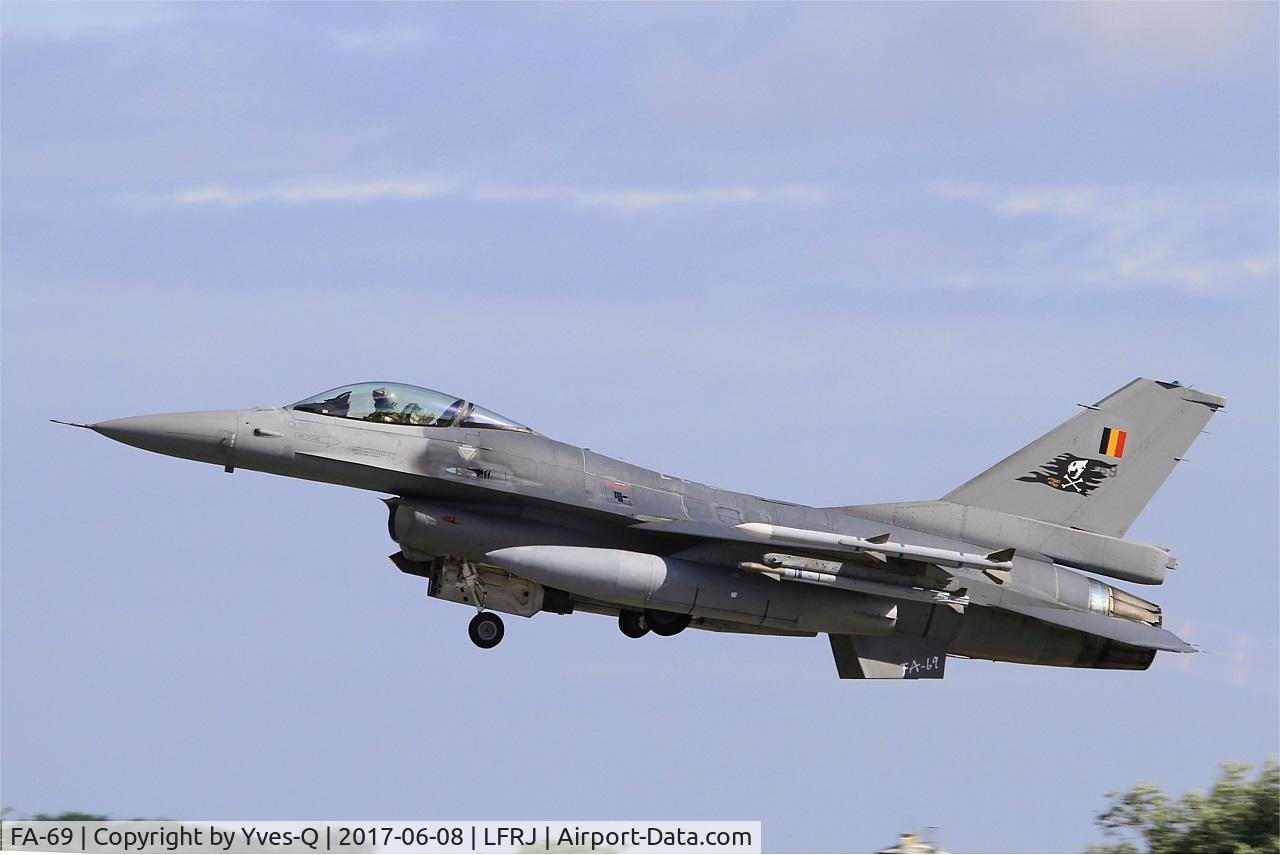 FA-69, 1983 SABCA F-16AM Fighting Falcon C/N 6H-69, SABCA F-16AM Fighting Falcon, Take off rwy 26, Landivisiau Naval Air Base (LFRJ) Tiger Meet 2017
