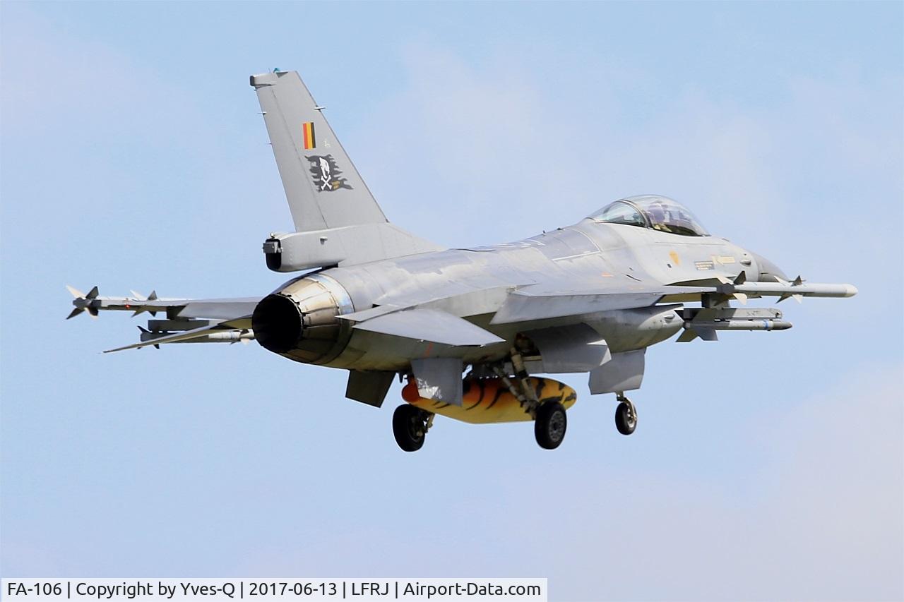 FA-106, SABCA F-16AM Fighting Falcon C/N 6H-106, SABCA F-16AM Fighting Falcon, On final rwy 08, Landivisiau Naval Air Base (LFRJ) Tiger Meet 2017