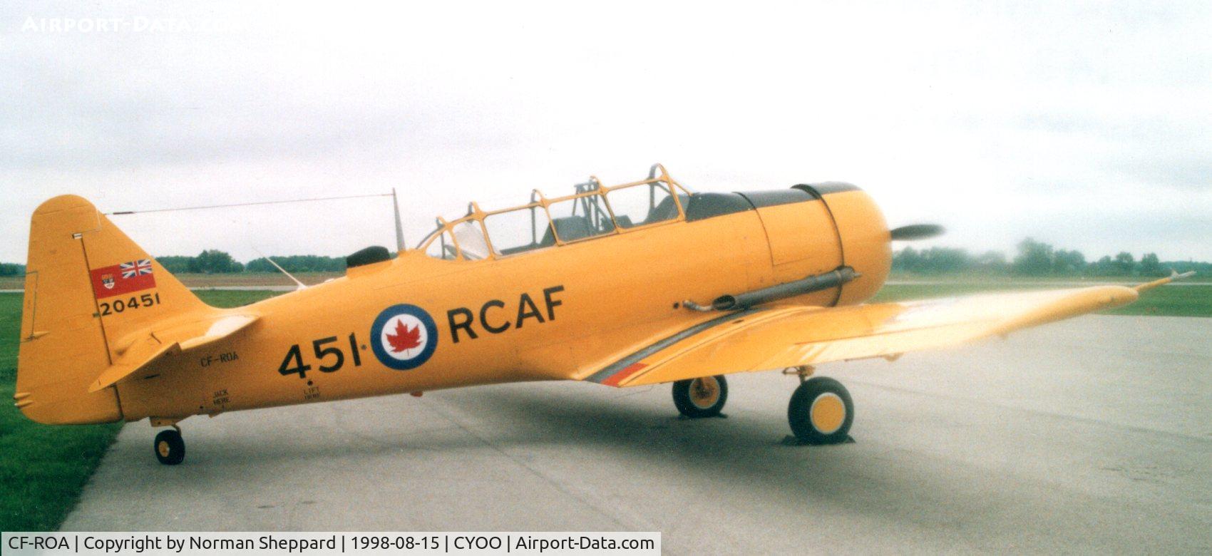 CF-ROA, 1952 Canadian Car & Foundry T-6 Harvard Mk.4 C/N CCF4-242, Picture taken in the late 1990's at Oshawa Airport when owned by Hannu T. Halminen