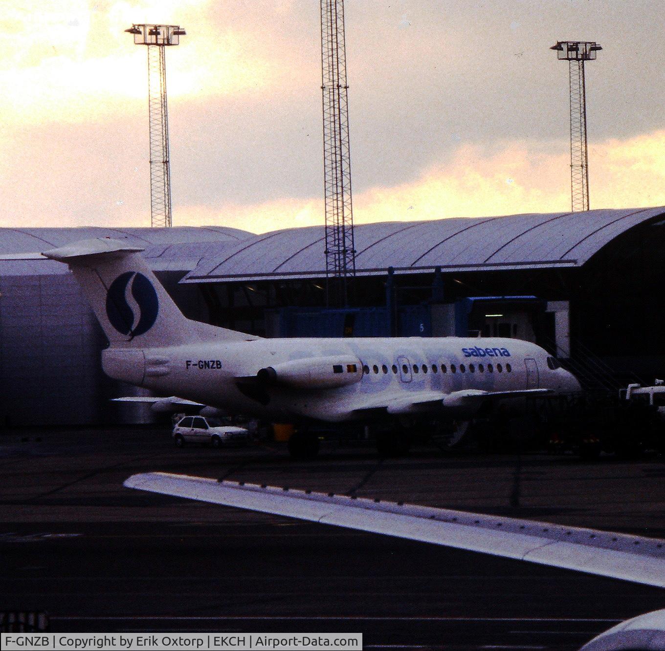 F-GNZB, 1973 Fokker F-28-1000C Fellowship C/N 11073, F-GNZB in CPH. Scanned slide
