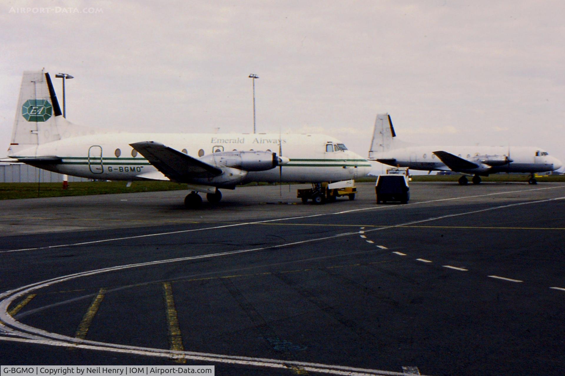 G-BGMO, 1979 British Aerospace HS.748 Series 2A C/N 1767, Scanned slide-taken at Isle-of-Man airport in April 2004