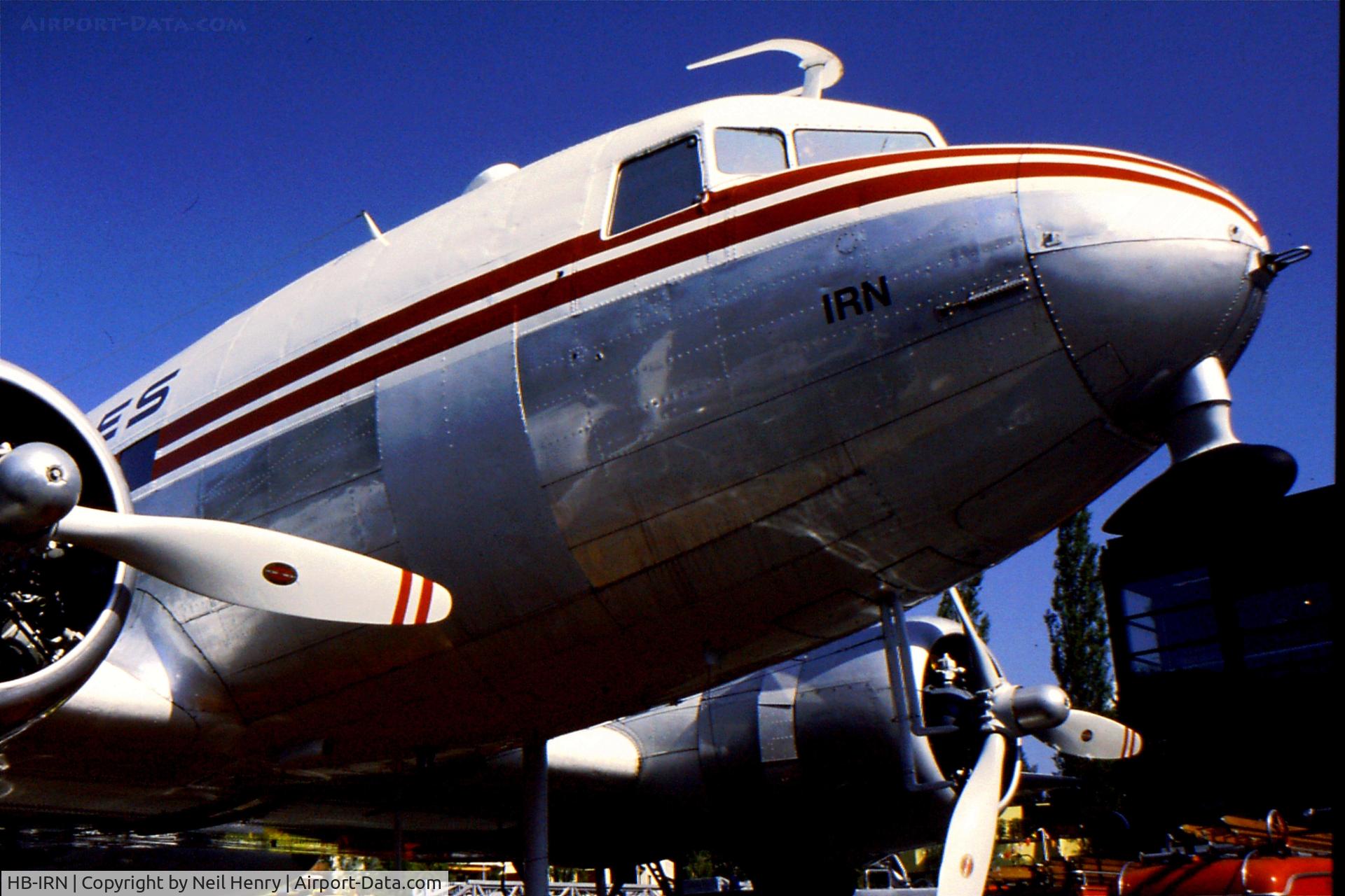HB-IRN, 1944 Douglas C-47B-35DK Skytrain C/N 16645, scanned from slide taken at Luzern Transport Museum (Verkehrshaus) as a static exhibit in August 2003