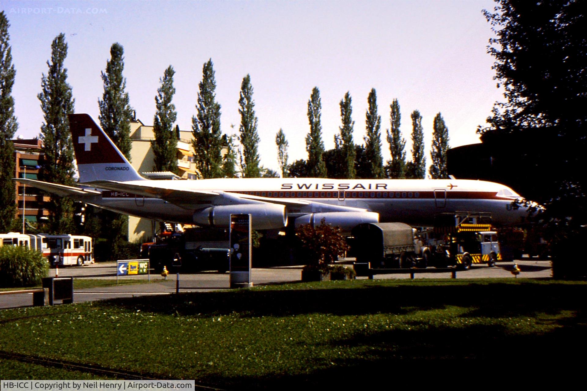 HB-ICC, 1961 Convair CV-990-30A-6 Coronado C/N 301012, scanned from slide taken at Luzern Transport Museeum (=Verkehrshaus) as a static exhibit - in August 2003