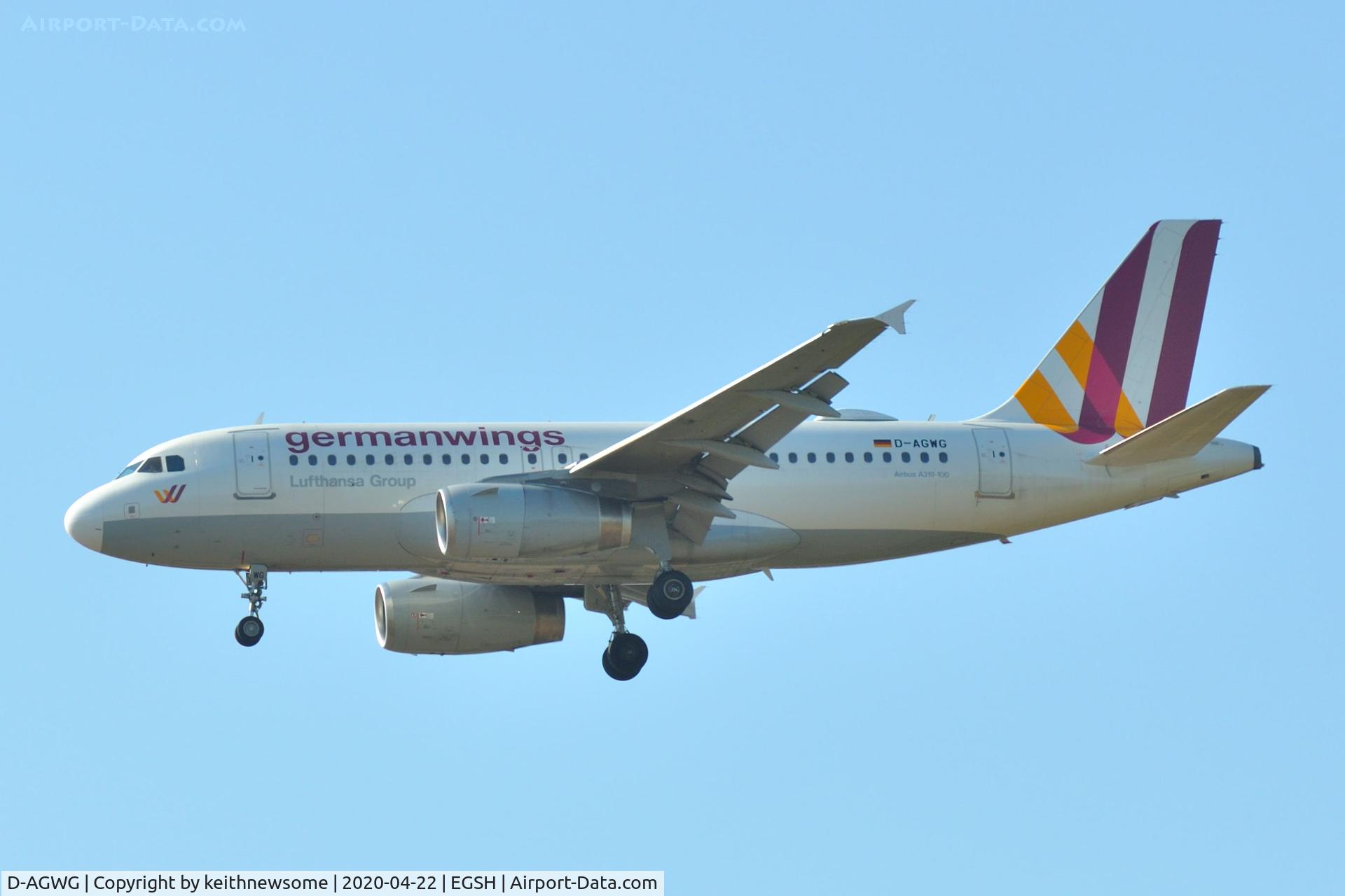 D-AGWG, 2007 Airbus A319-132 C/N 3193, Arriving at Norwich for paintwork, from a safe position.