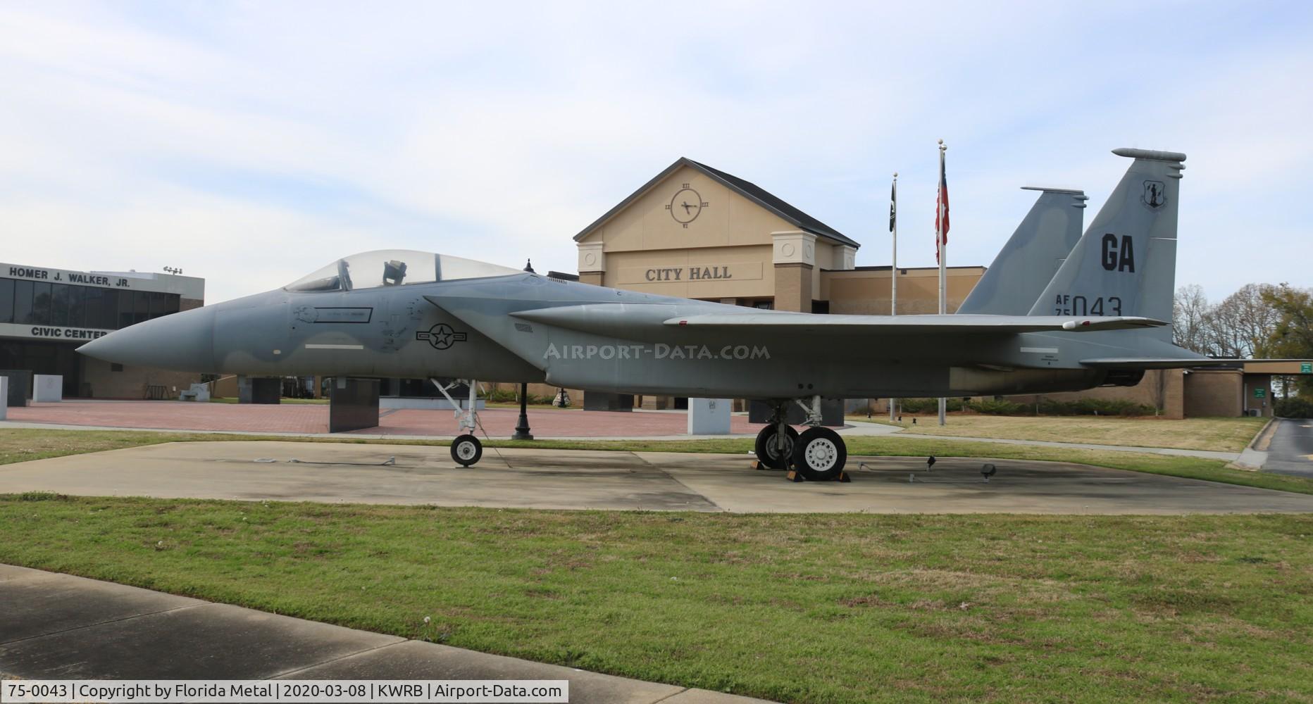 75-0043, 1975 McDonnell Douglas F-15A Eagle C/N 0141/A123, gate guard