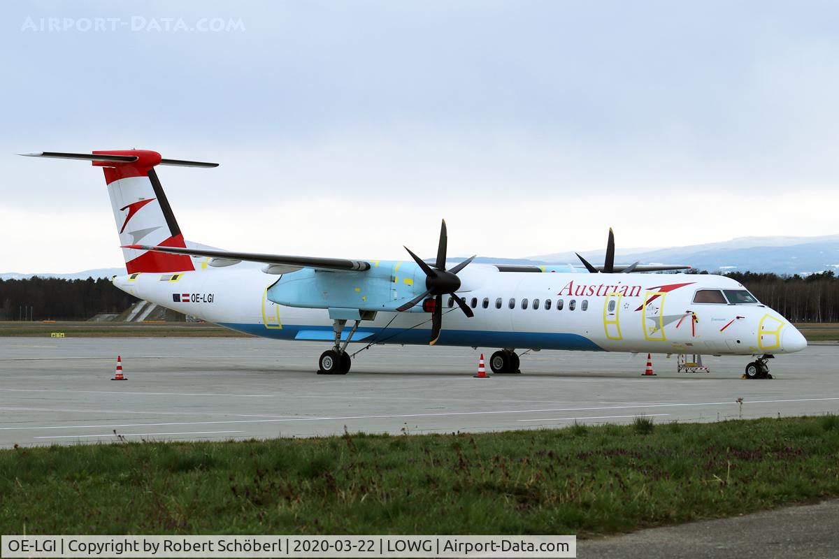 OE-LGI, 2004 De Havilland Canada DHC-8-402Q Dash 8 C/N 4100, OE-LGI stored @ LOWG