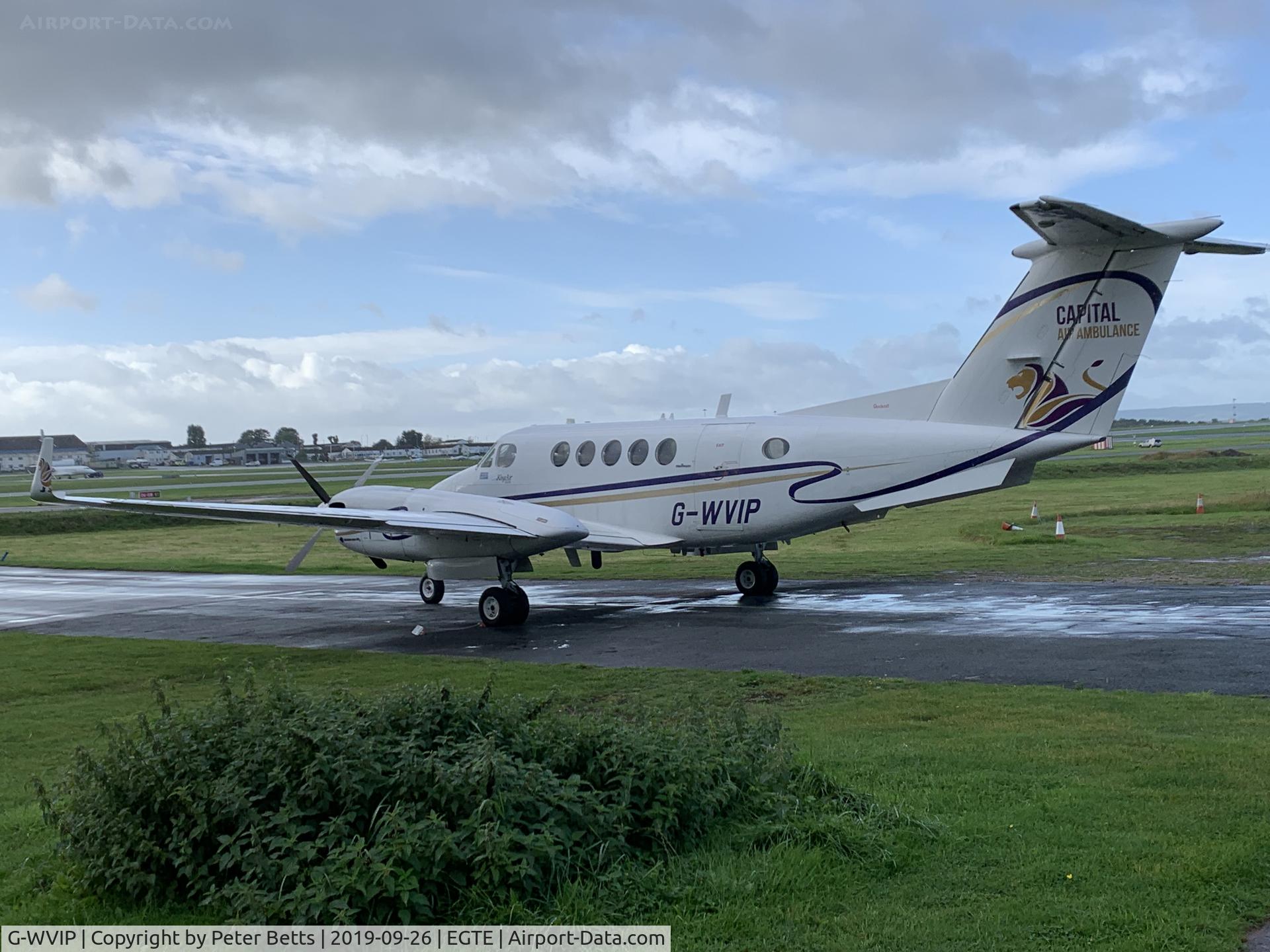 G-WVIP, 1980 Beech 200 Super King Air C/N BB-625, G-WVIP Beech 200 from Capital parked at Exeter Airport