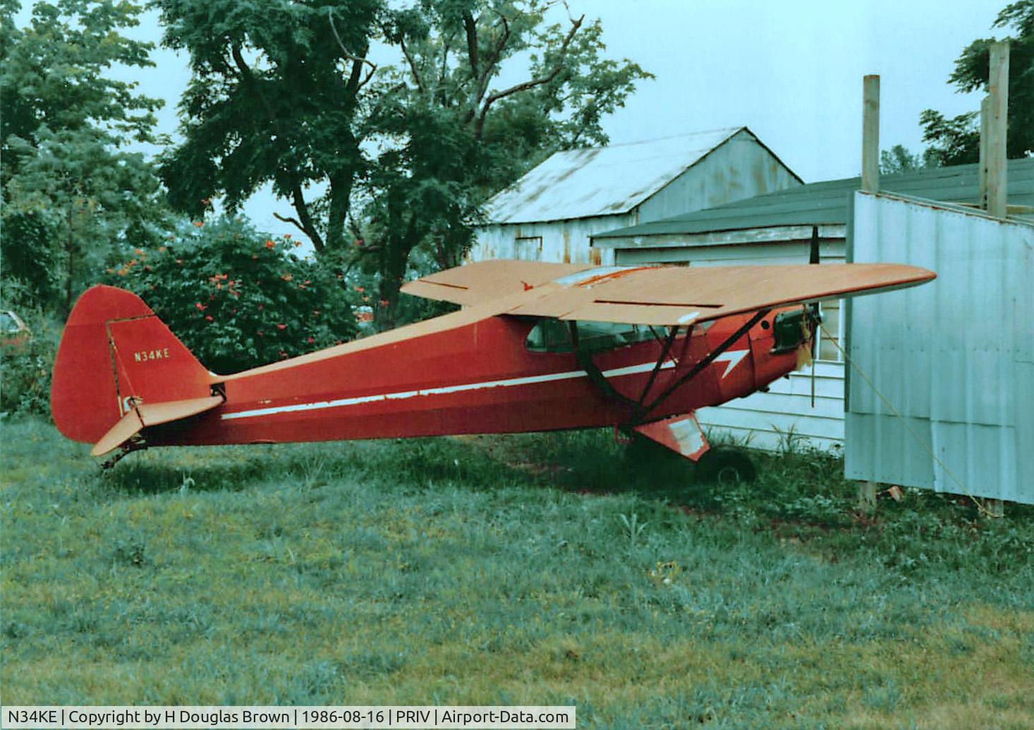 N34KE, 1941 Piper J5A Cub Cruiser C/N 5-1061, Photo 1986 at John Blair property, Milledgeville OH