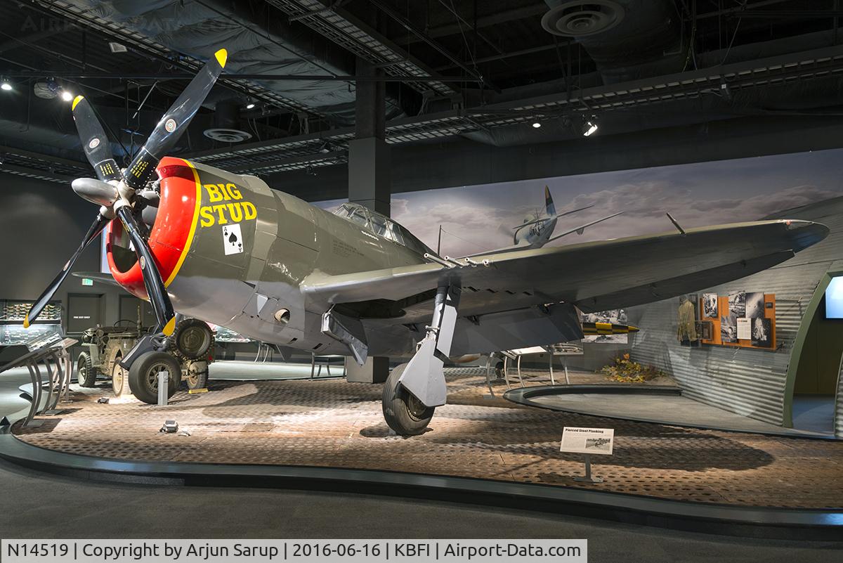 N14519, 1942 Republic P-47D Thunderbolt C/N 393-353, On display at the Museum of Flight.  This Thunderbolt was recovered from La Paz for restoration.  “Big Stud” is painted in the markings of Col. Robert L. Baseler, CO of 325th FG from July 1943 to April 1944.