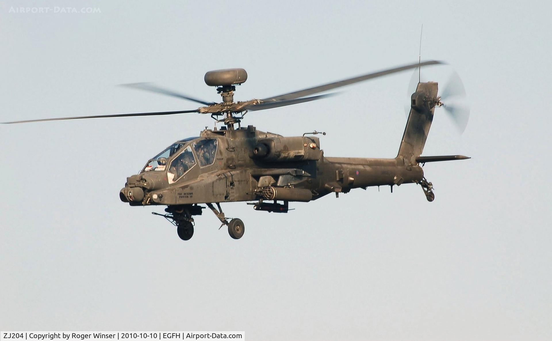ZJ204, 2004 Westland Apache AH.1 C/N WAH.38, Inscribed 'The Dickson Pioneer III'. Named after Capt. Bertram Dickson RE the first British Army officer to gain an aviators certificate and the 1910 Schneider Trophy winner.
