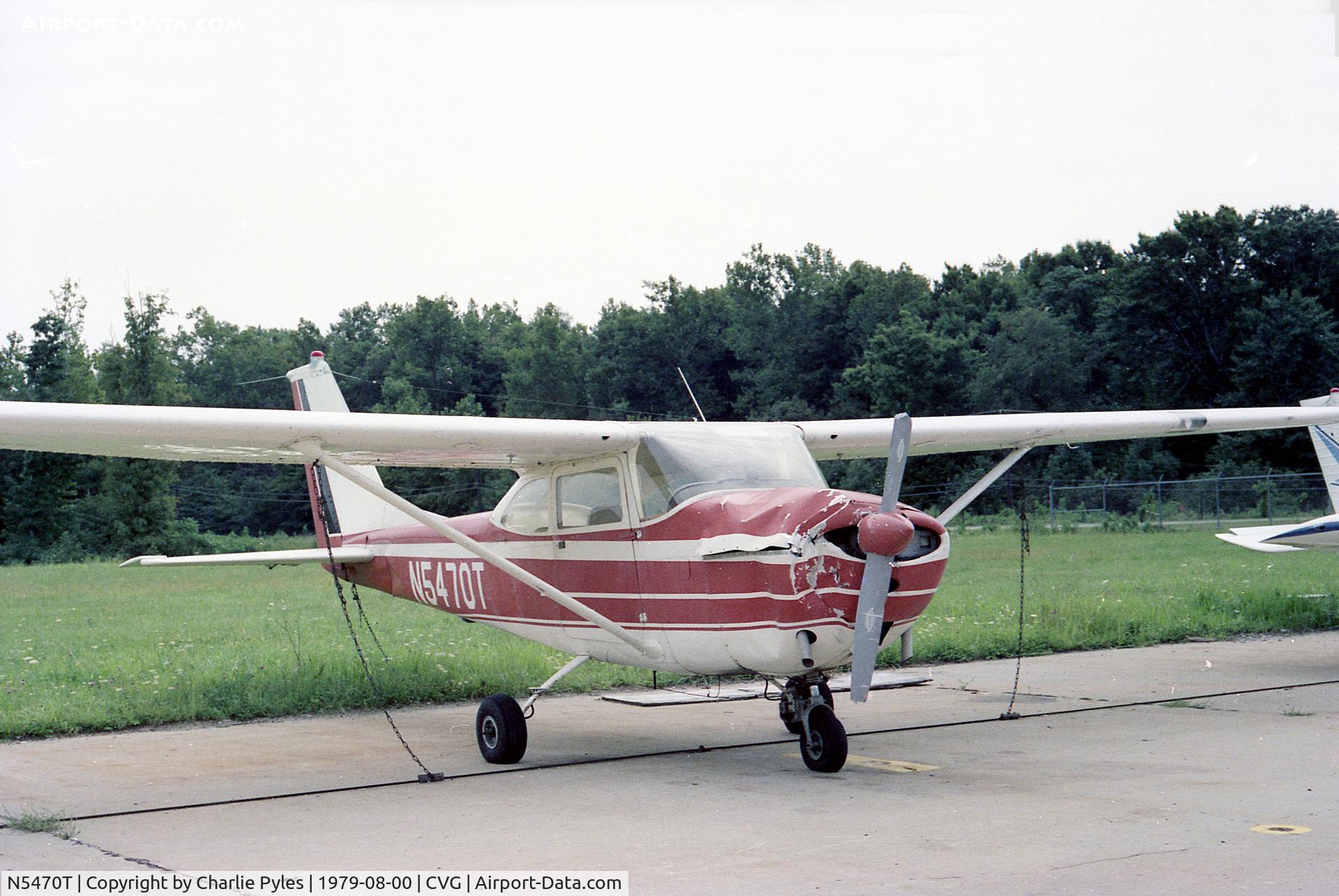 N5470T, 1964 Cessna 172E C/N 17251370, After a fellow tried to hand prop without tiedown/chock. He was luck it didn't kill him.