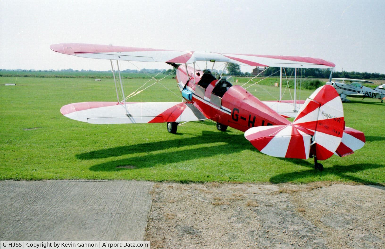 G-HJSS, 1949 Stampe-Vertongen SV-4C C/N 1101, At Holbeach St Johns date unknown but approx. 20 years ago.  registration different but production details on tail.