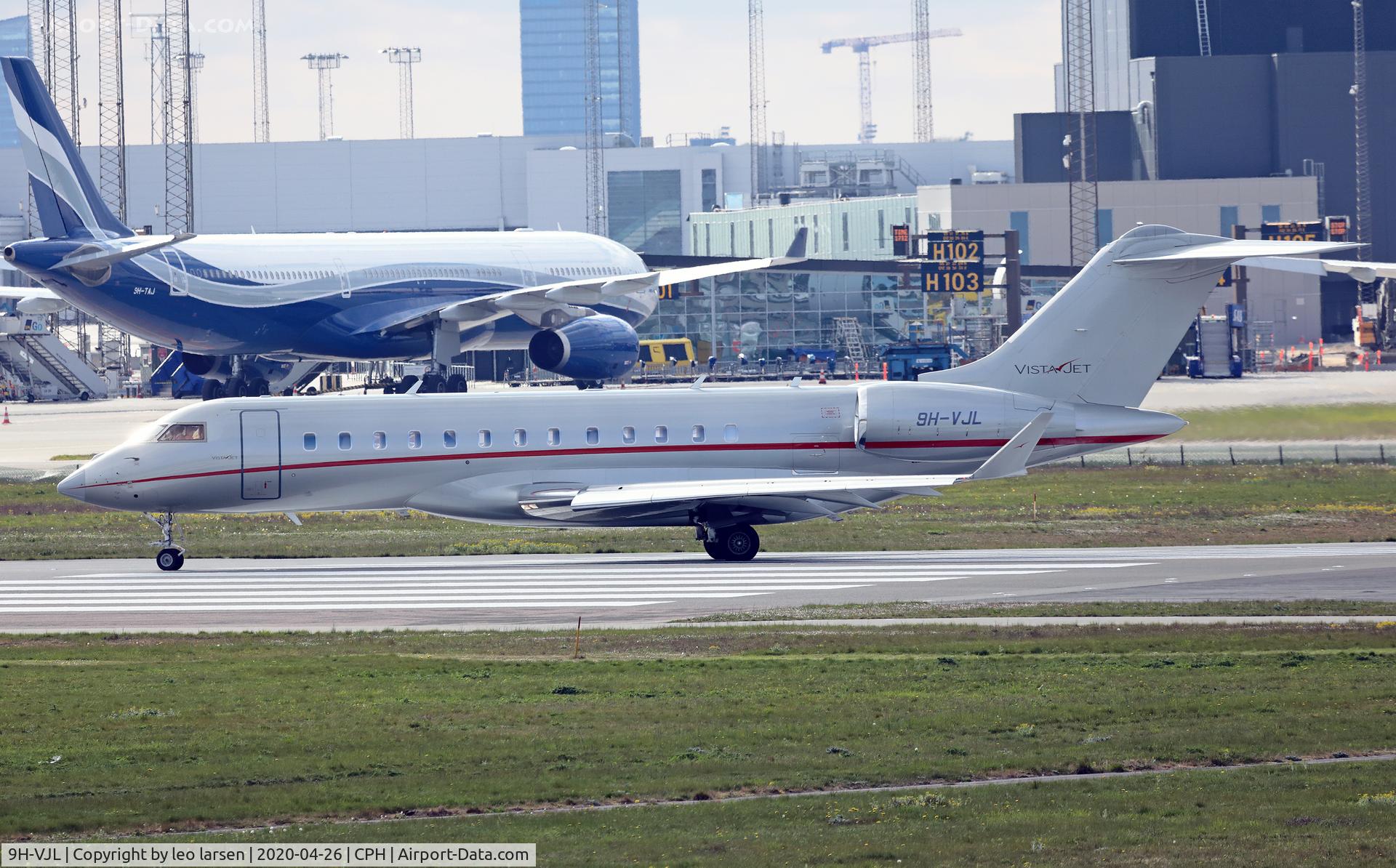 9H-VJL, 2014 Bombardier Global 6000 (BD-700-1A10) C/N 9626, Copenhagen 26.4.2020