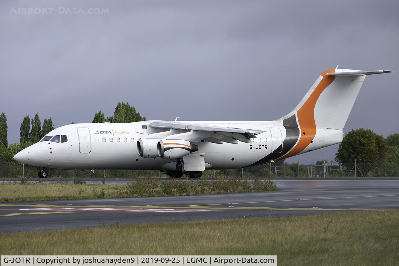 G-JOTR, 1996 British Aerospace Avro 146-RJ85 C/N E.2294, Departing Runway 23 at Southend
