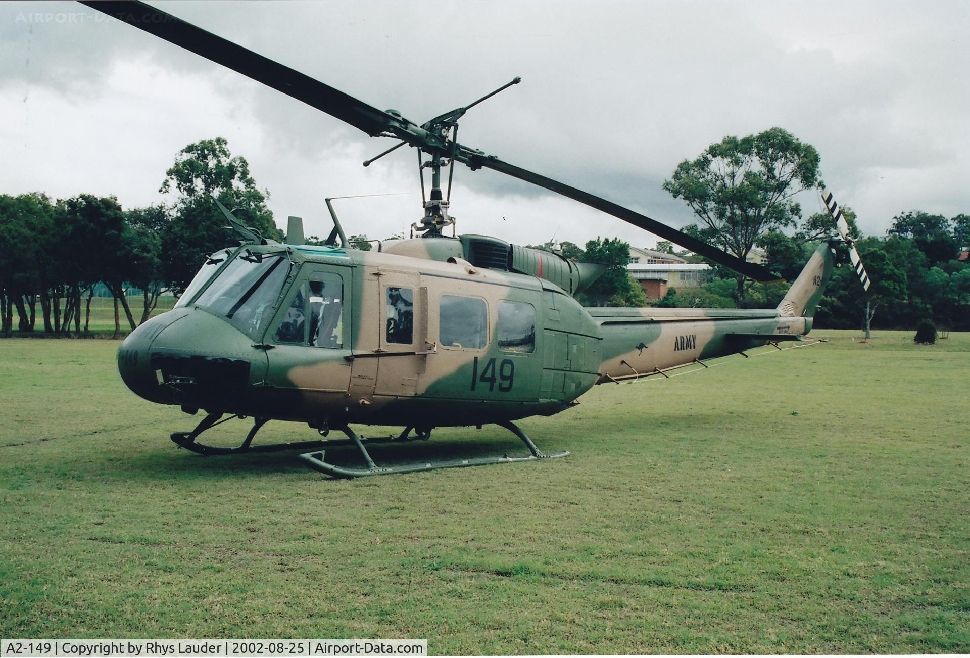 A2-149, 1968 Bell UH-1H Iroquois C/N 10149, Seen parked at McGregor High School. Brisbane