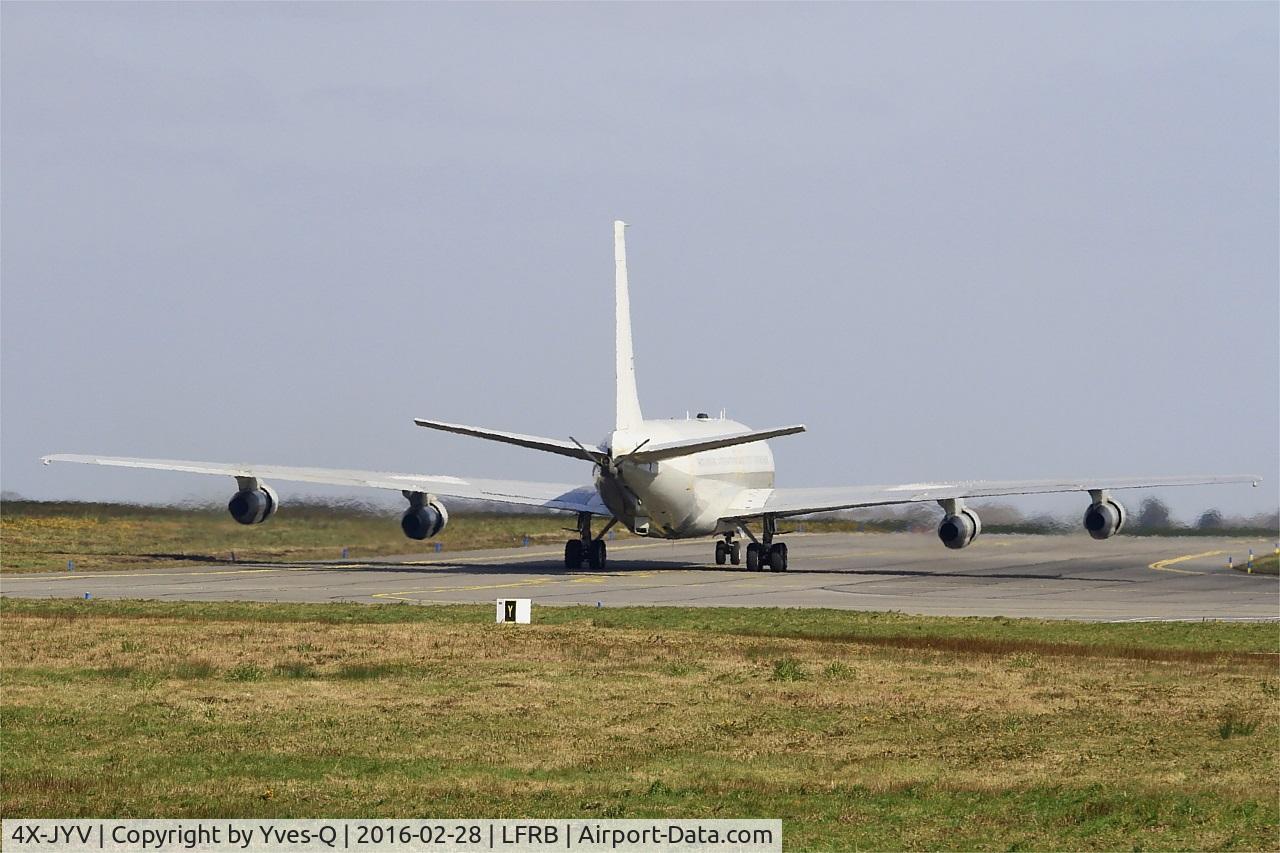 4X-JYV, 1975 Boeing 707-3L6C C/N 21096, Israeli Air Force Boeing 707-3L6C, Taxiing to Parking area, Brest-Bretagne Airport (LFRB-BES)