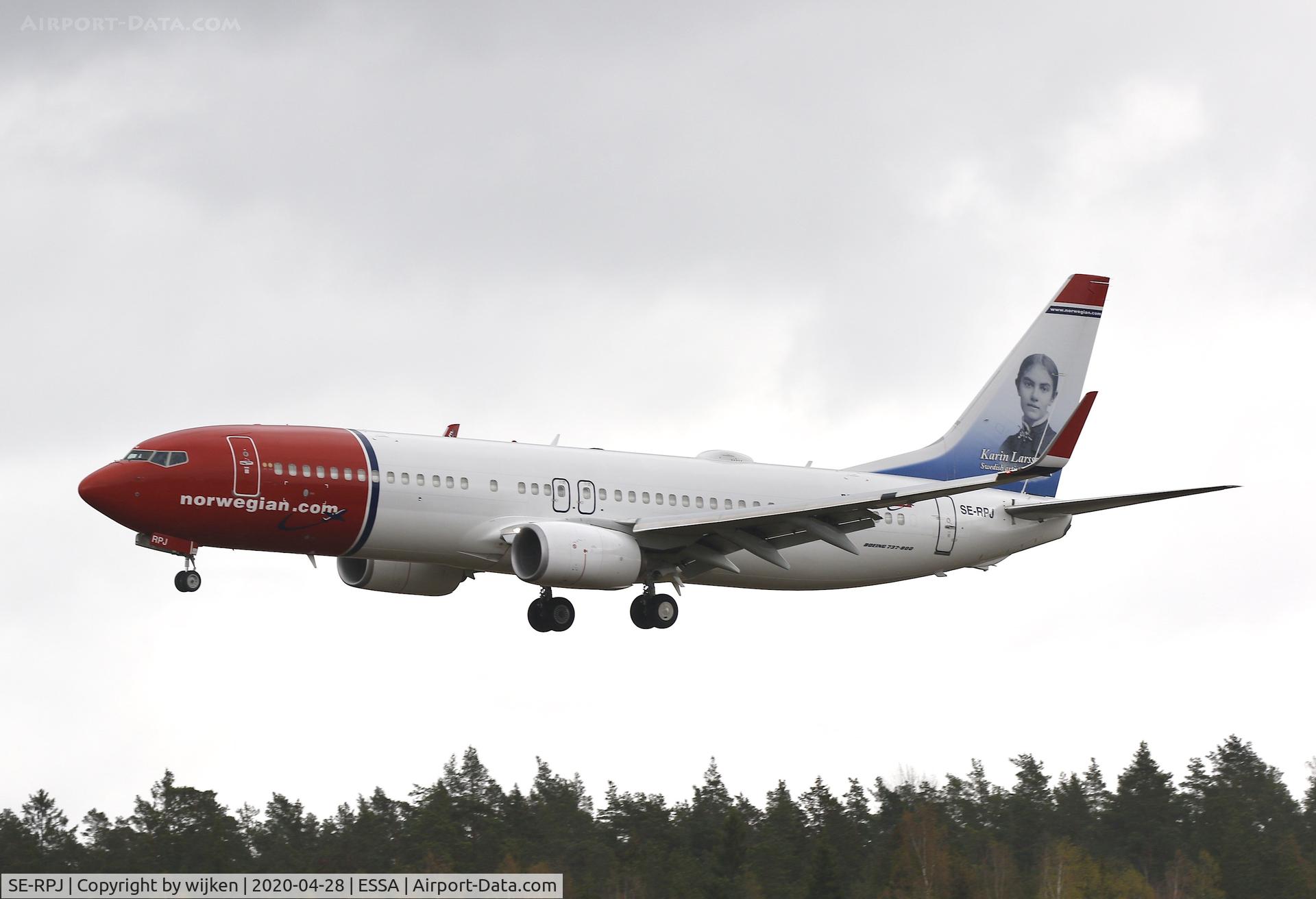 SE-RPJ, 2016 Boeing 737-8JP C/N 41153, RWY 01L