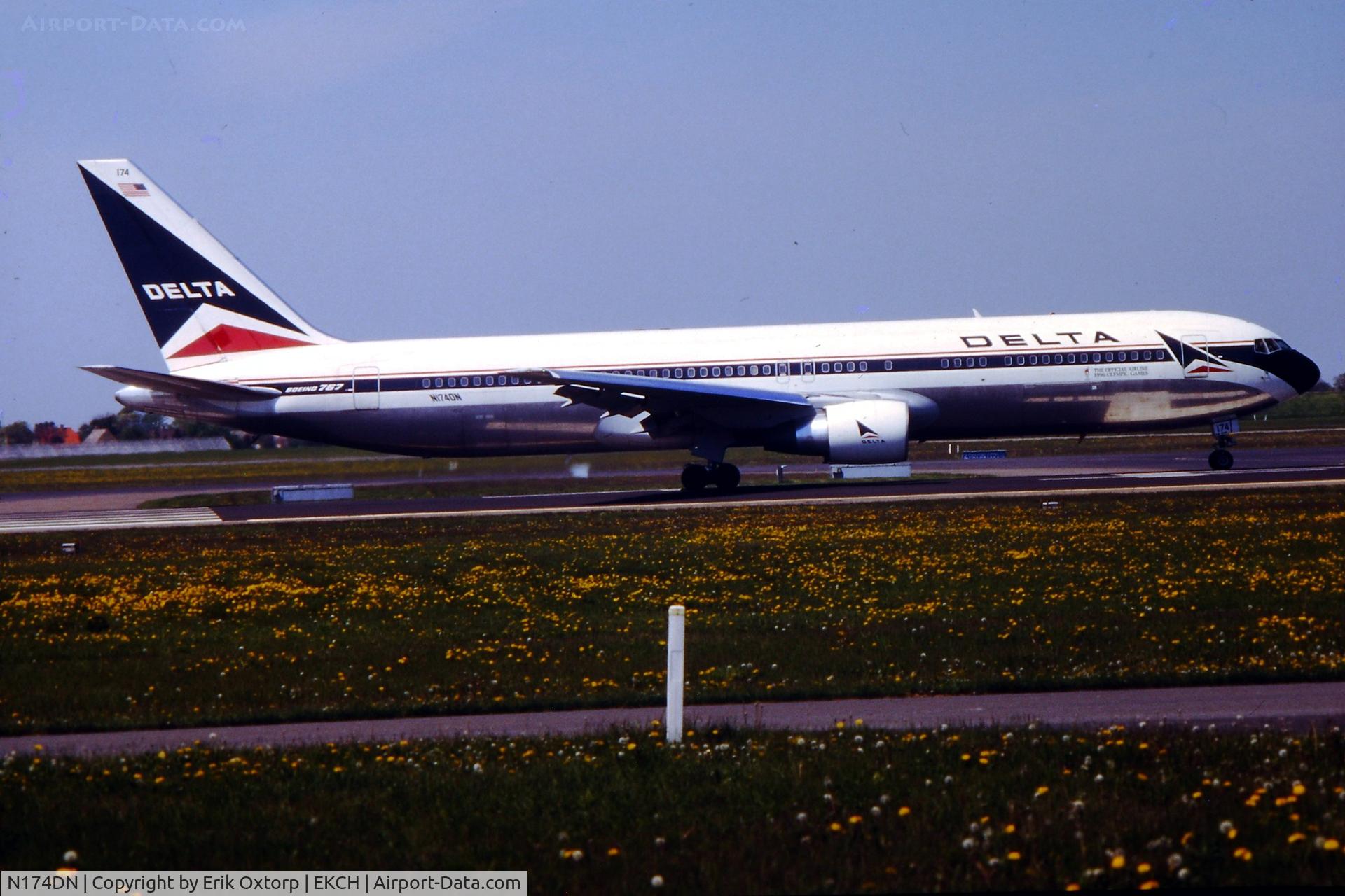 N174DN, 1990 Boeing 767-332 C/N 24802, N174DN ready for takeoff rw 04R
Scanned slide