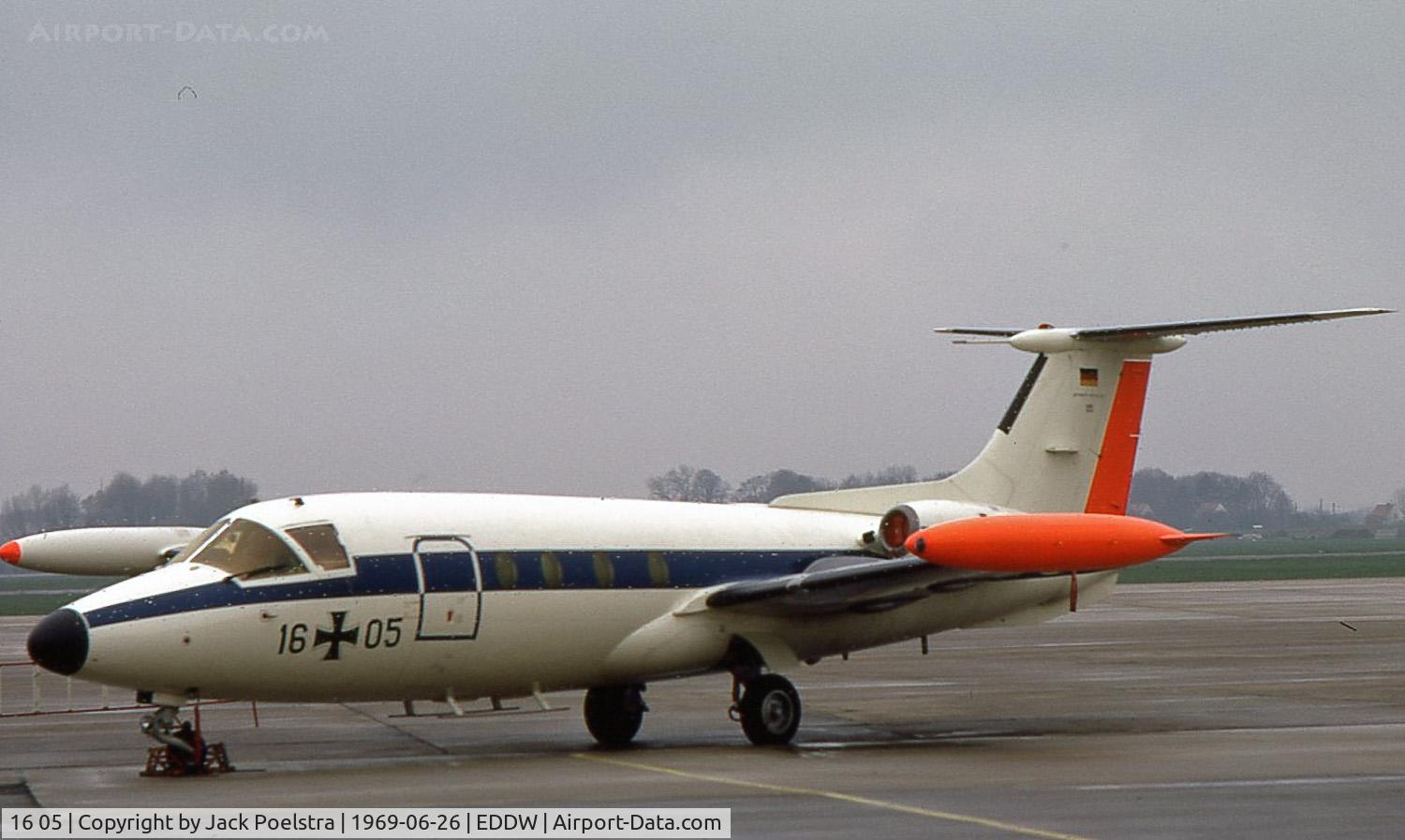 16 05, Hamburger Flugzeugbau HFB-320 Hansa Jet C/N 1047, At Bremen airport