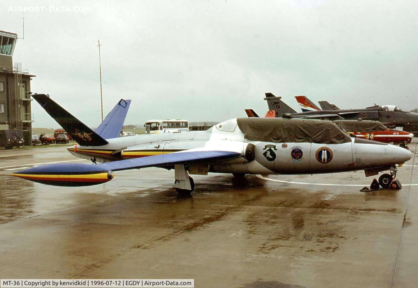 MT-36, Fouga CM-170R Magister C/N 293, At the 1996 photocall prior to the Yeovilton Air Show.