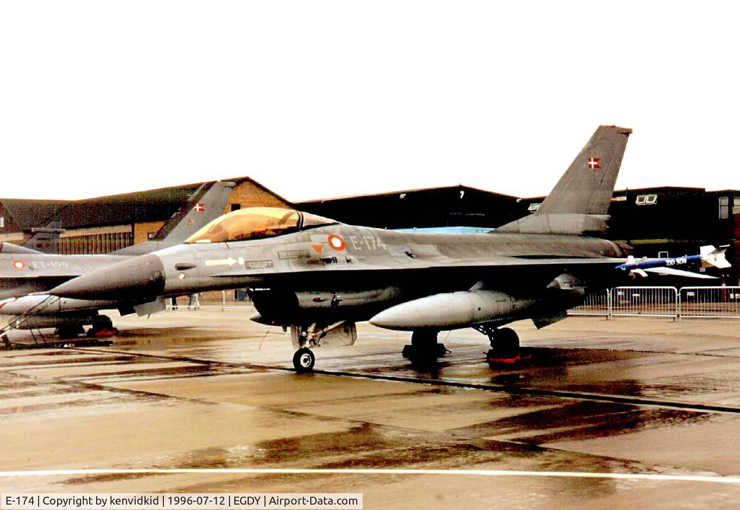E-174, 1979 SABCA F-16AM Fighting Falcon C/N 6F-1, At the 1996 photocall prior to the Yeovilton Air Show.