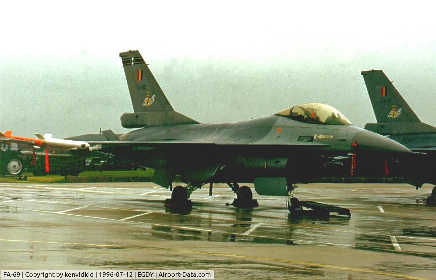 FA-69, 1983 SABCA F-16AM Fighting Falcon C/N 6H-69, At the 1996 photocall prior to the Yeovilton Air Show.