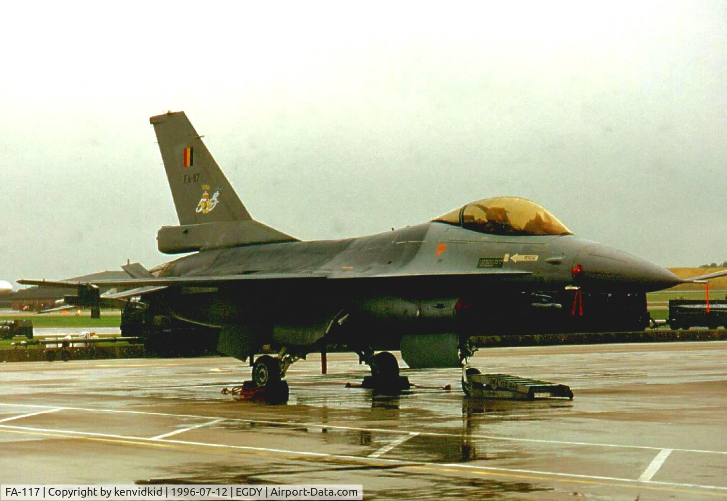 FA-117, SABCA F-16AM Fighting Falcon C/N 6H-117, At the 1996 photocall prior to the Yeovilton Air Show.