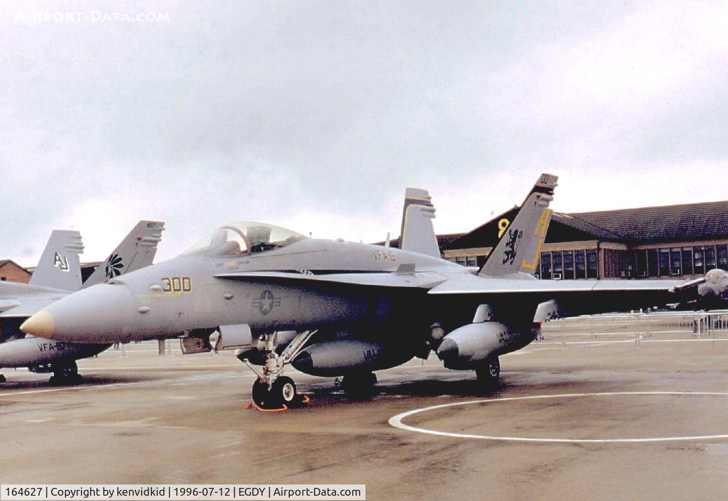 164627, 1991 McDonnell Douglas F/A-18C Hornet C/N 1043, At the 1996 photocall prior to the Yeovilton Air Show.