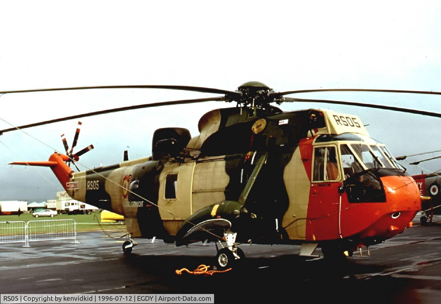RS05, 1976 Westland Sea King Mk.48 C/N WA835, At the 1996 photocall prior to the Yeovilton Air Show.