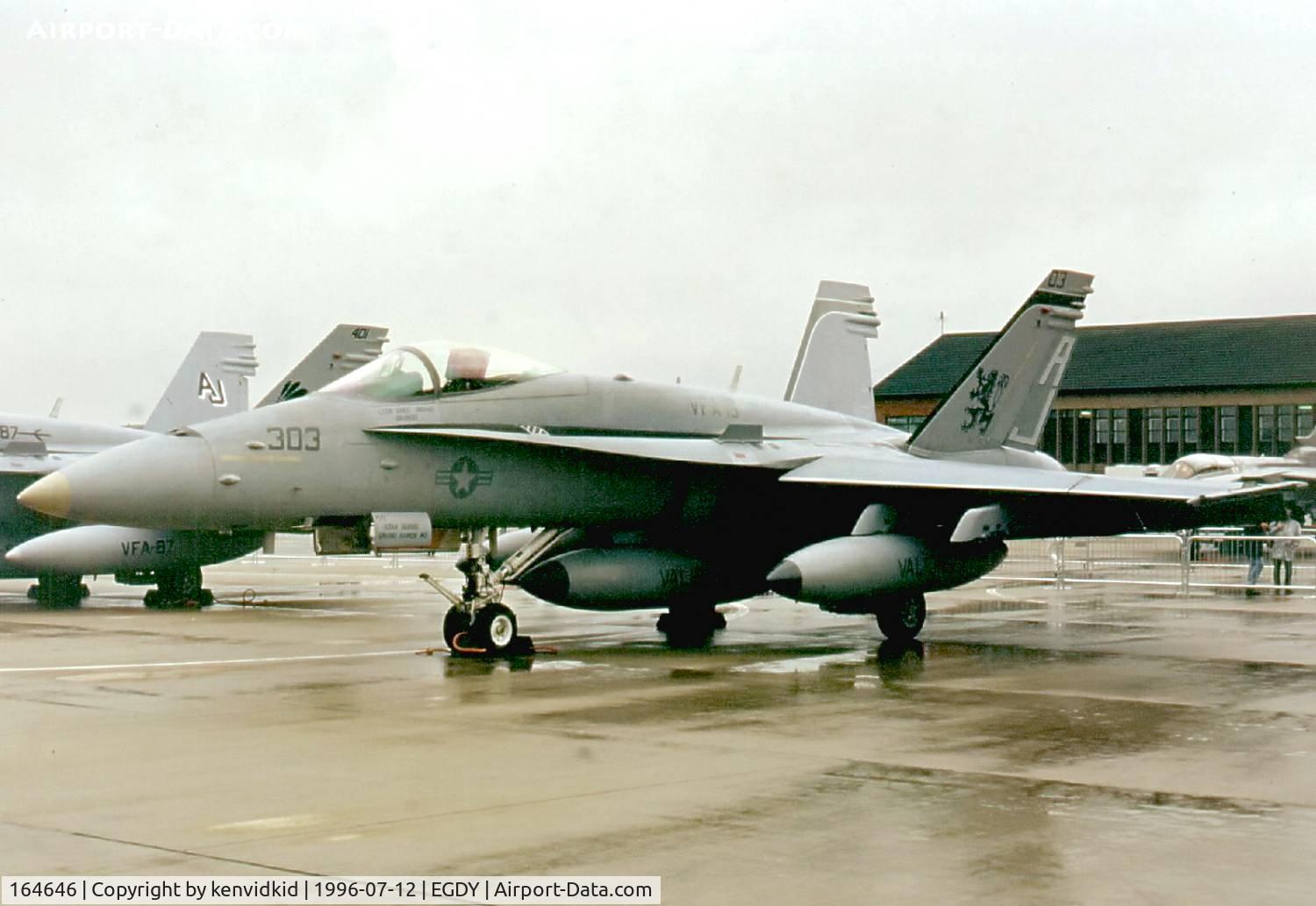 164646, McDonnell Douglas F/A-18C Hornet C/N 1070/C275, At the 1996 photocall prior to the Yeovilton Air Show.