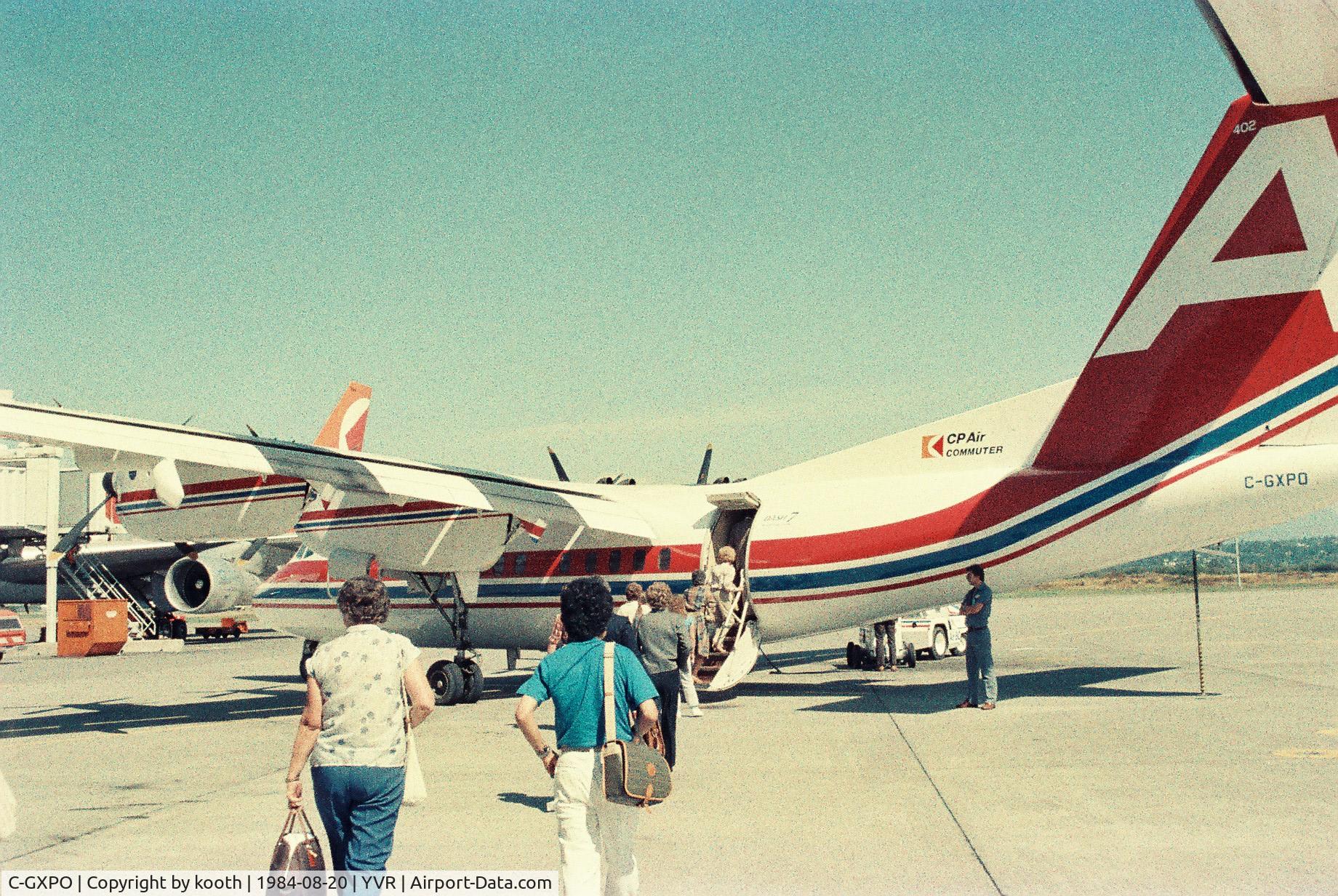 C-GXPO, 1980 De Havilland Canada DHC-7-102 Dash 7 C/N 21, YVR > YYJ