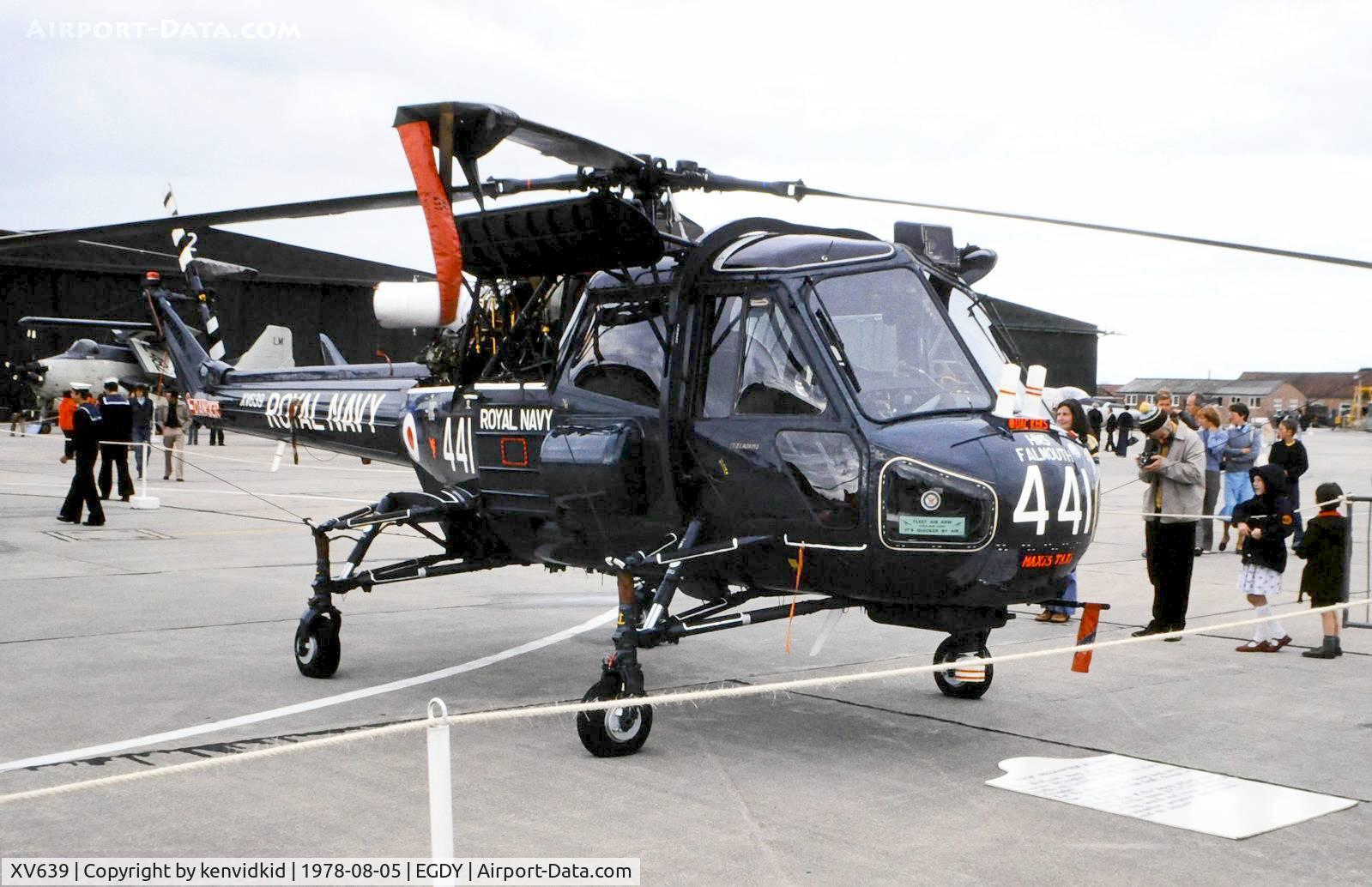 XV639, 1969 Westland Wasp HAS.1 C/N F9734, On Display at the 1978 Yeovilton air show.